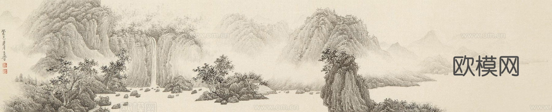 中式山水壁画贴图