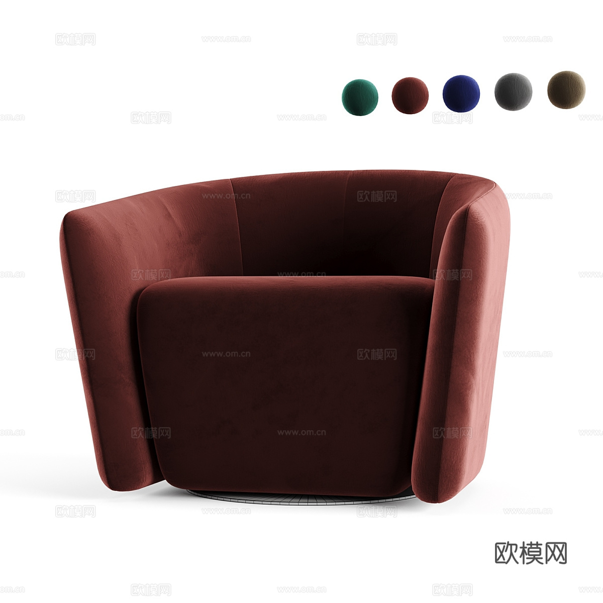 现代意式布艺沙发椅3d模型