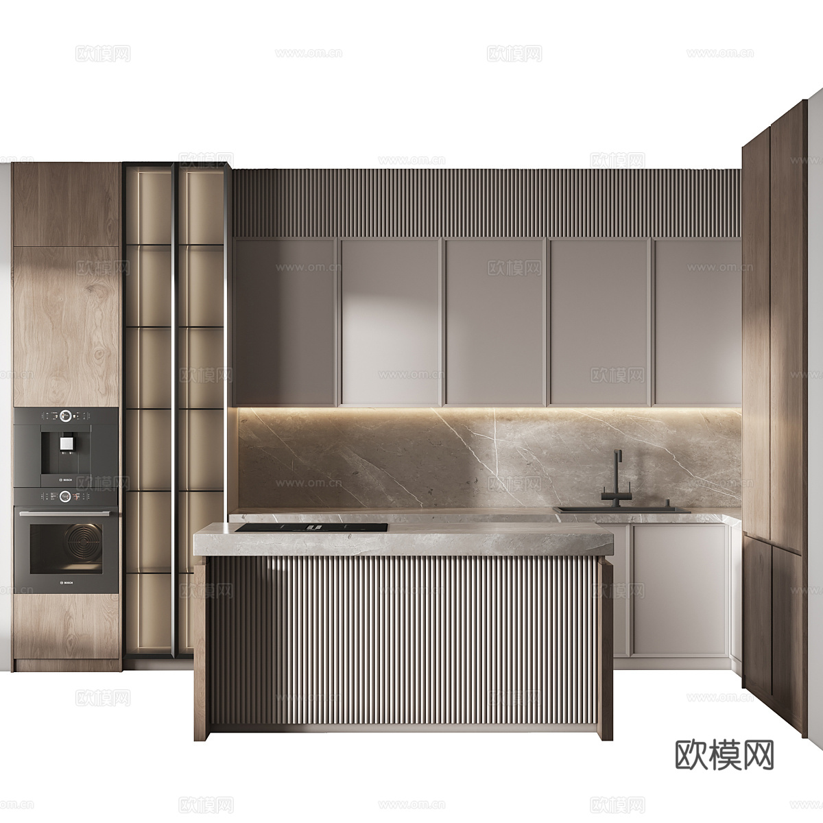 现代意式极简橱柜3d模型