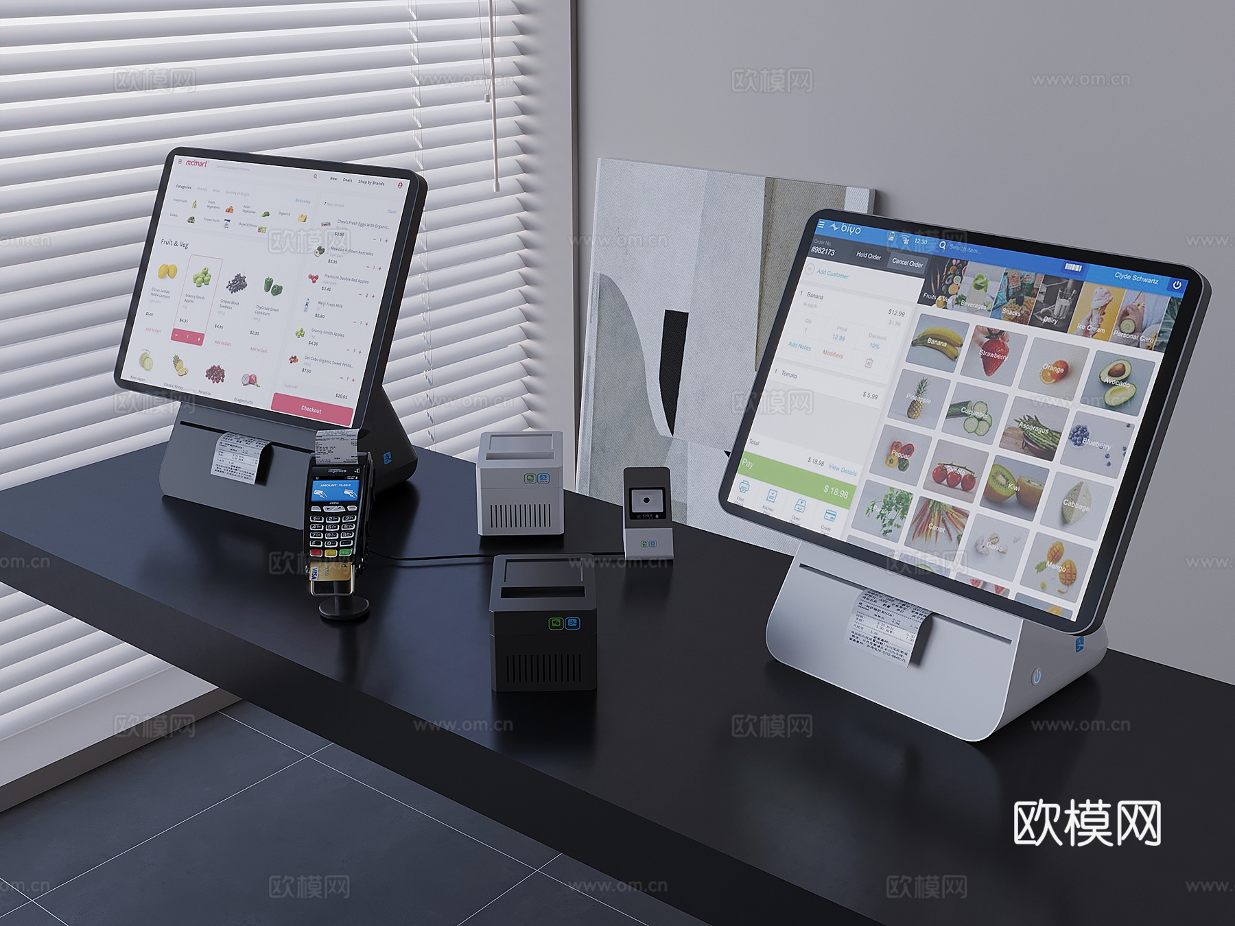 收款机收银系统 点餐机扫码支付 银联刷卡付款3d模型