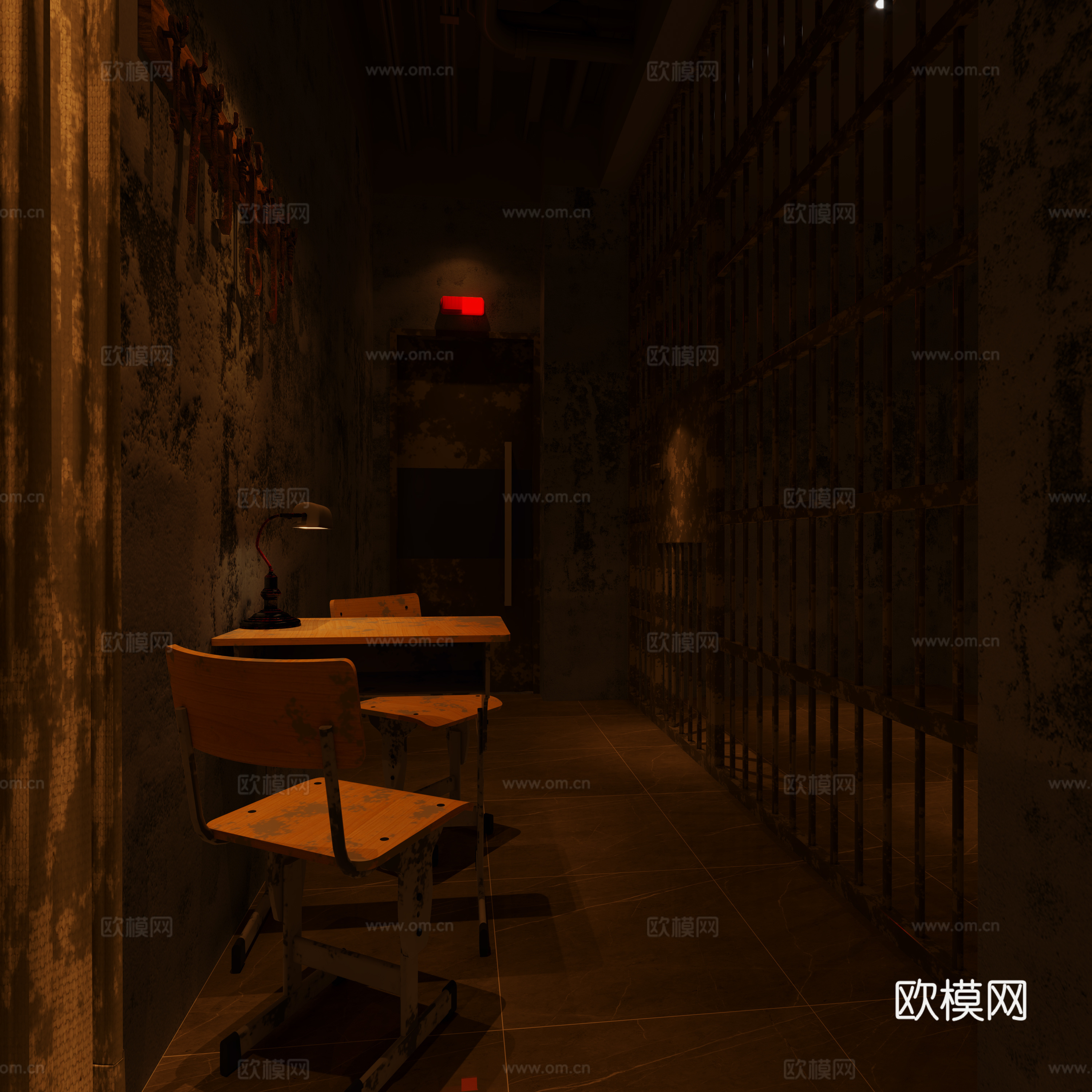 剧本杀监狱主题空间3d模型3d模型