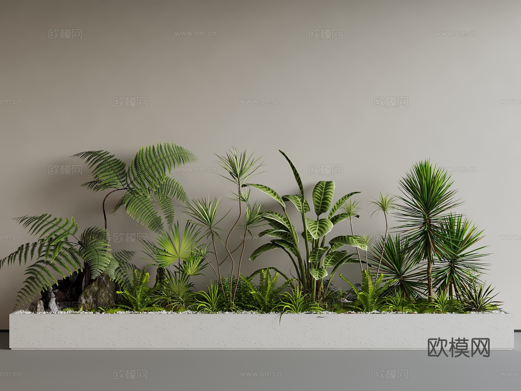 现代绿植 绿植堆3d模型