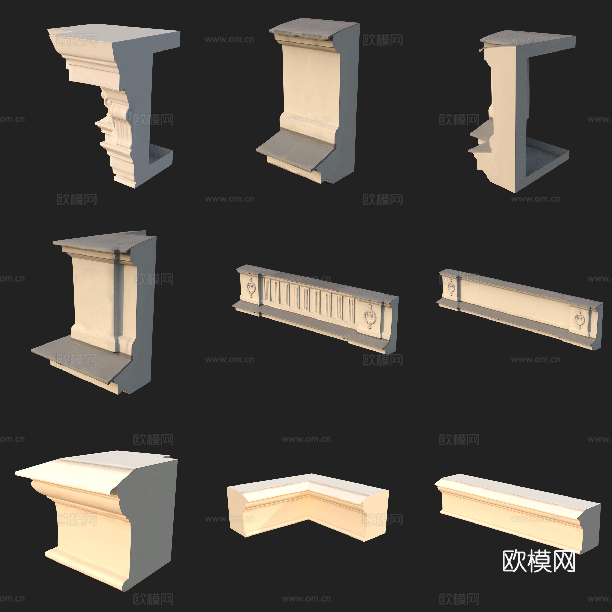 建筑构件石膏线屋檐3d模型