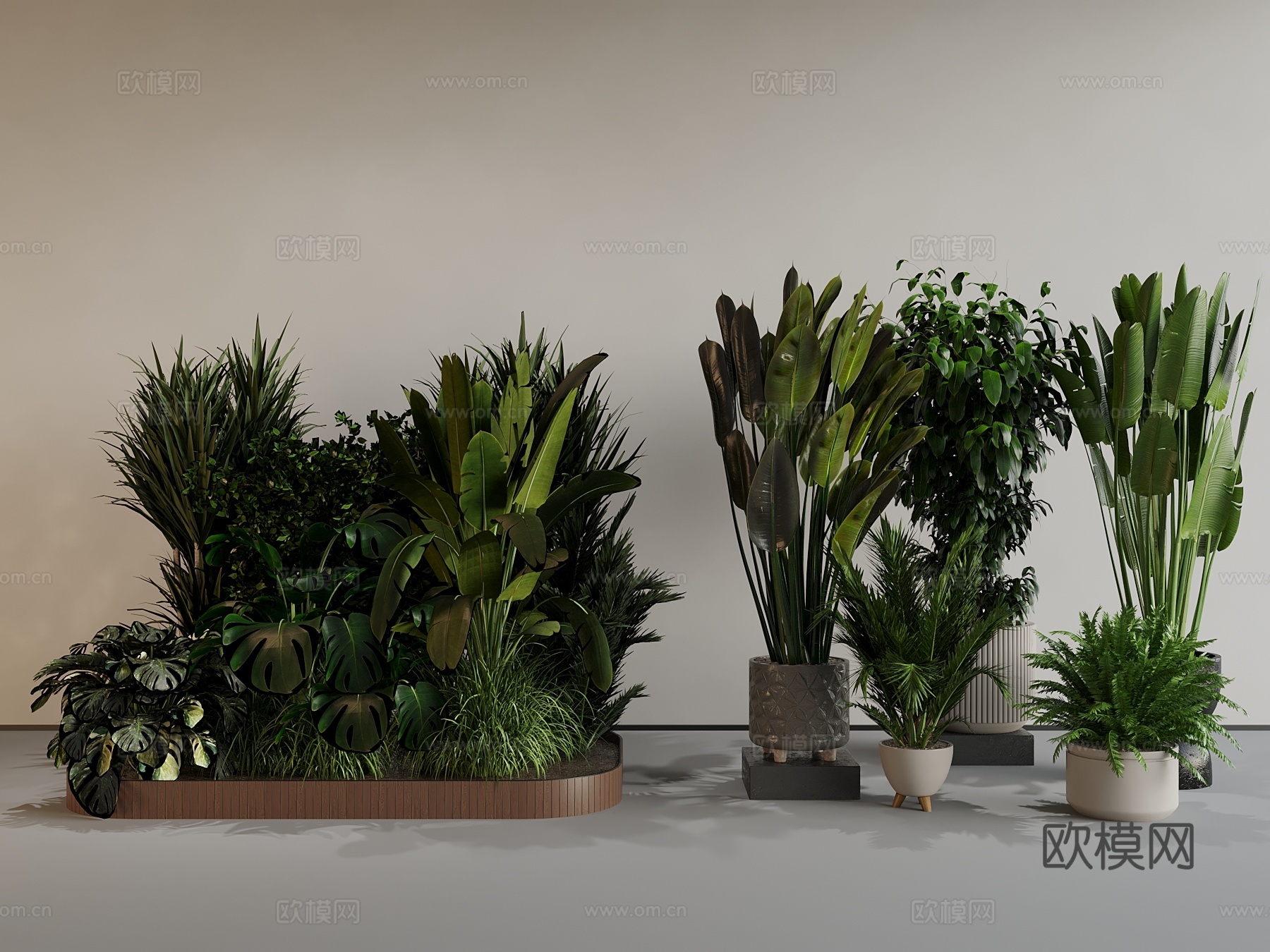 现代绿植 绿植堆 盆栽3d模型