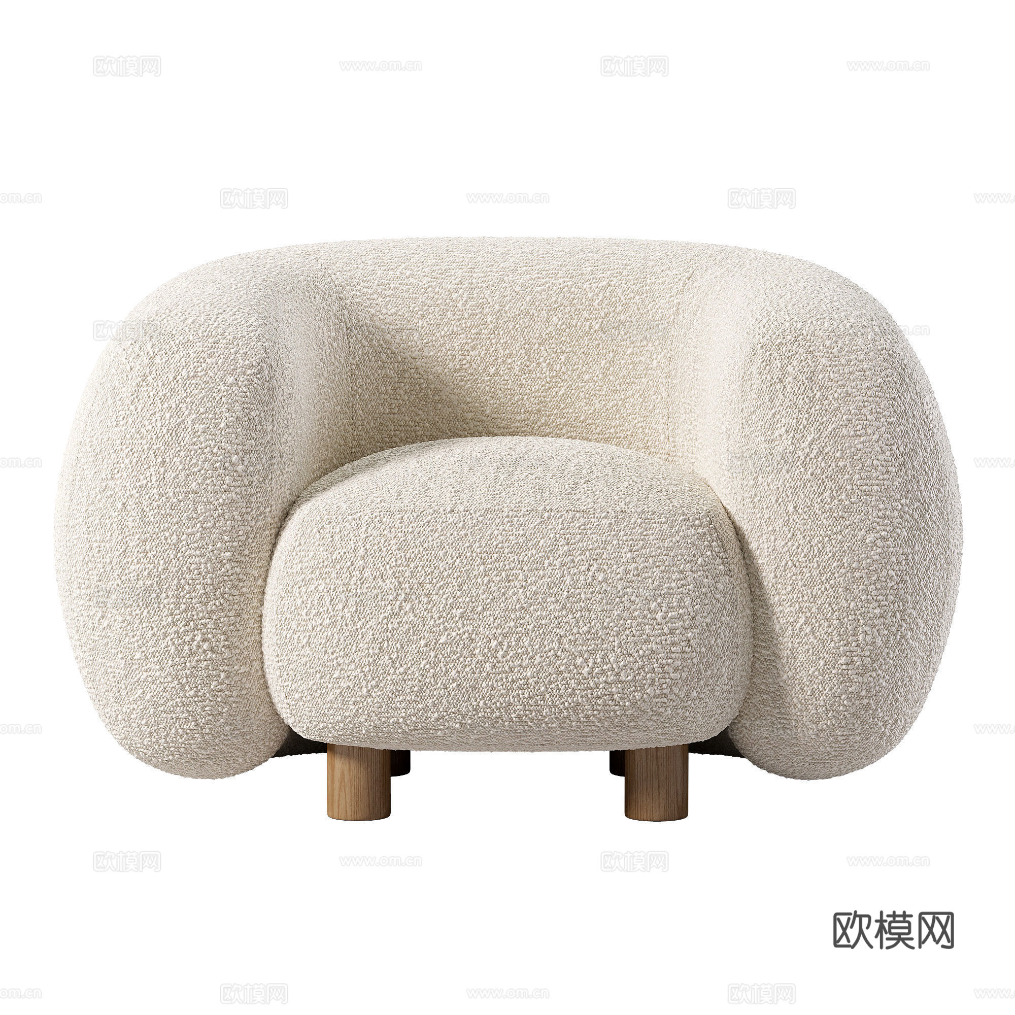 现代奶油风布艺沙发椅3d模型