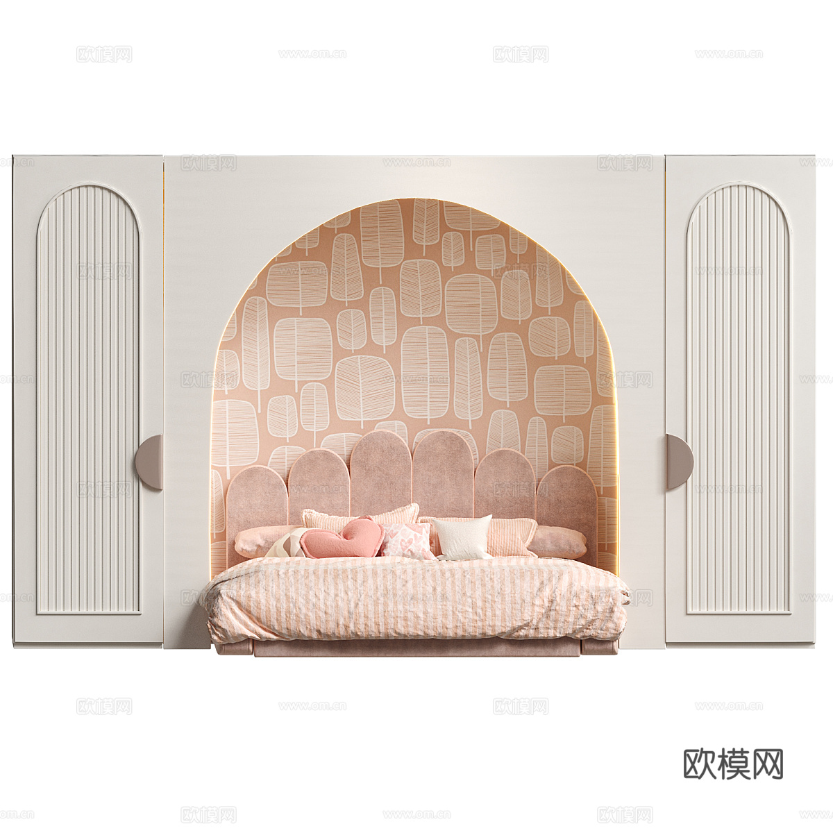 现代奶油风儿童折叠床3d模型