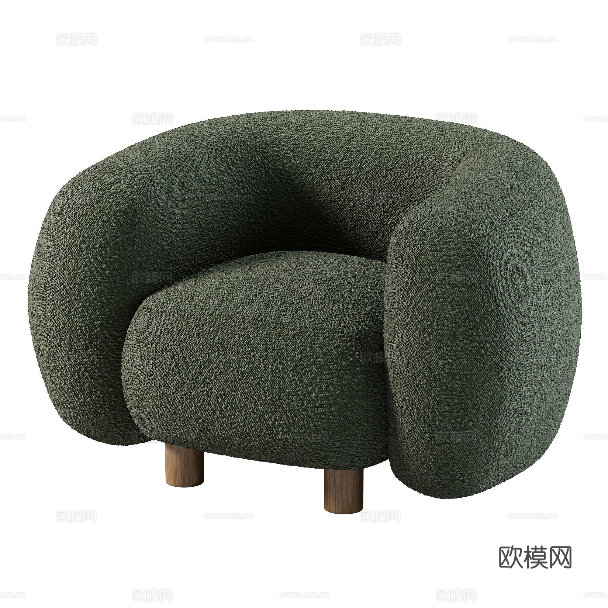 现代奶油风布艺沙发椅3d模型