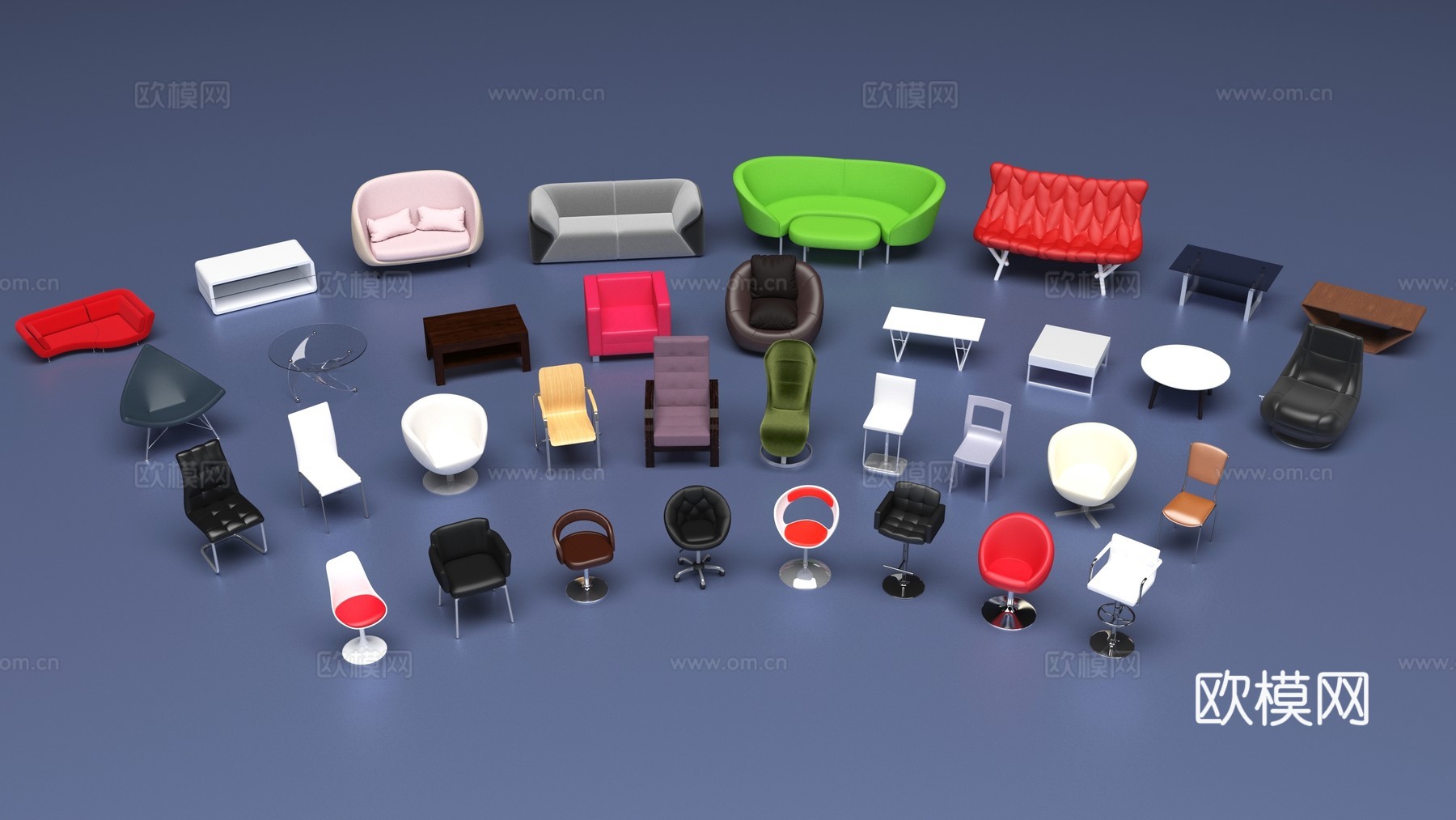 复古家具组合3d模型