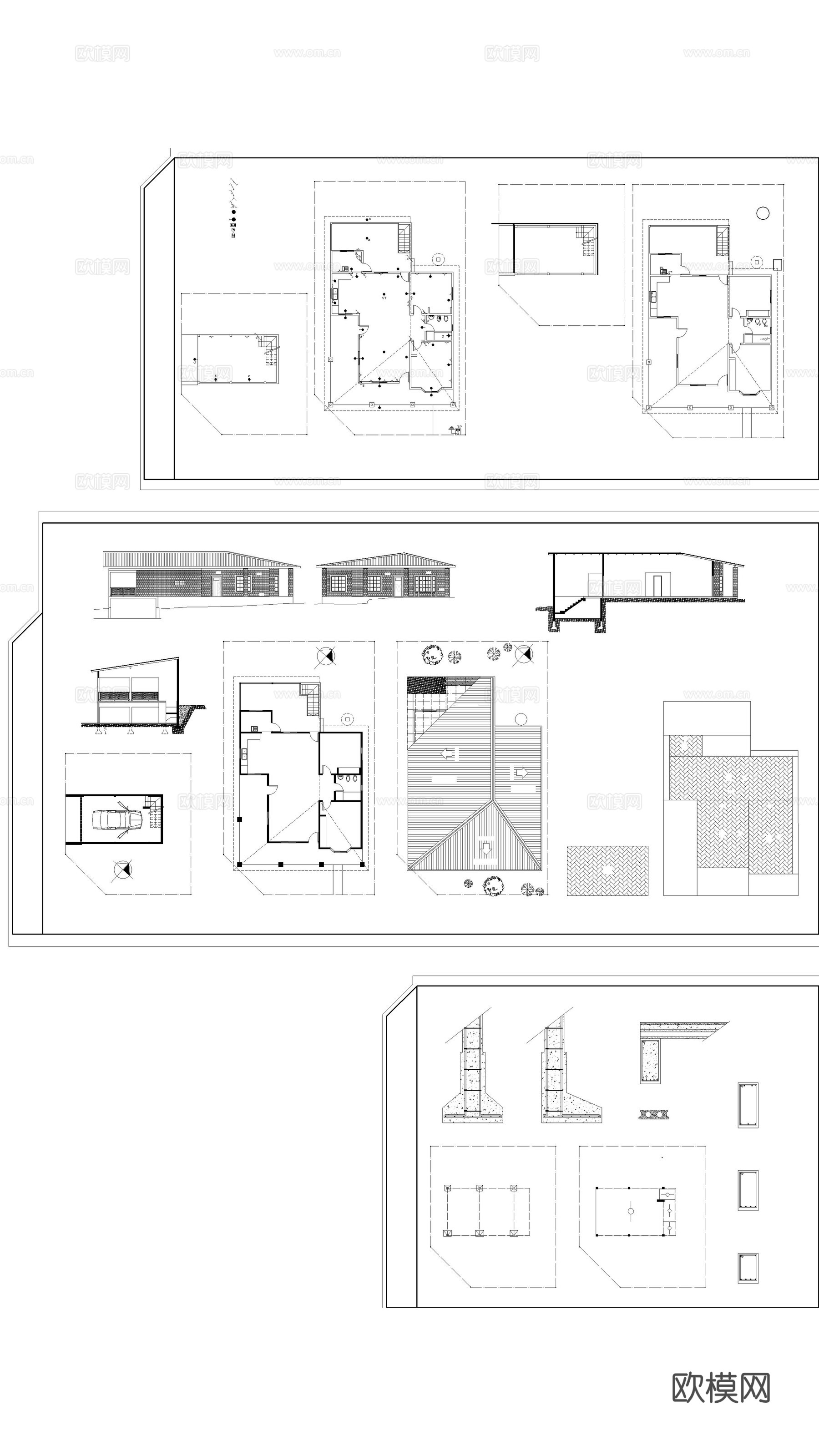 单层小平房建筑平面图cad施工图