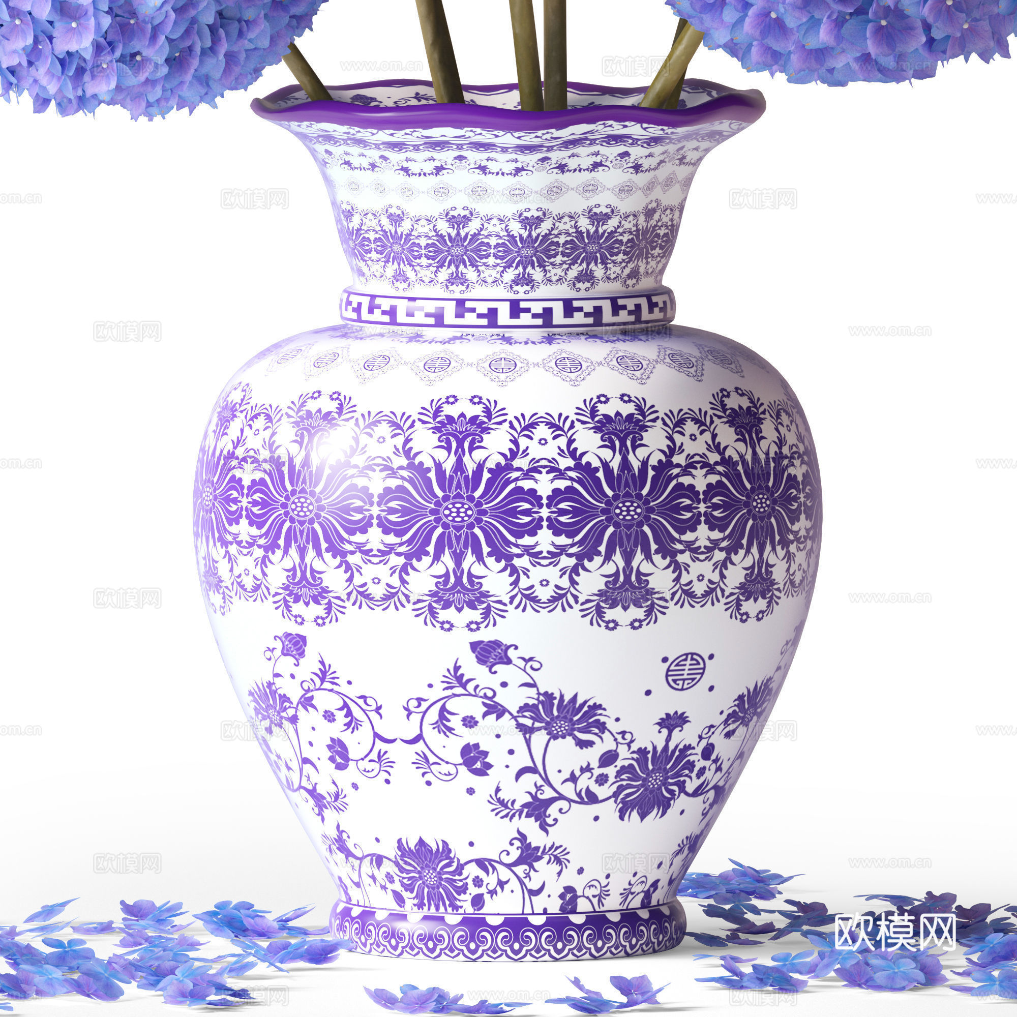 新中式绣球花束3d模型