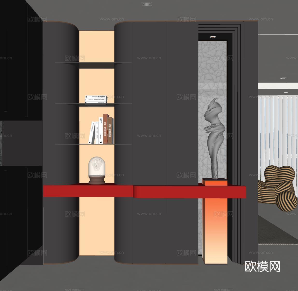 现代玄关过道 装饰性玄关 玄关隔断 入户玄关 门厅su模型