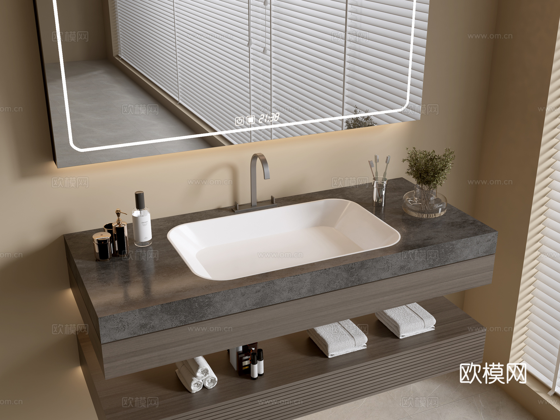 现代浴室柜 浴室台盆 浴室摆件3d模型下载