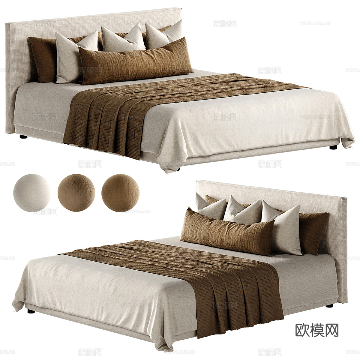 背景双人床3d模型