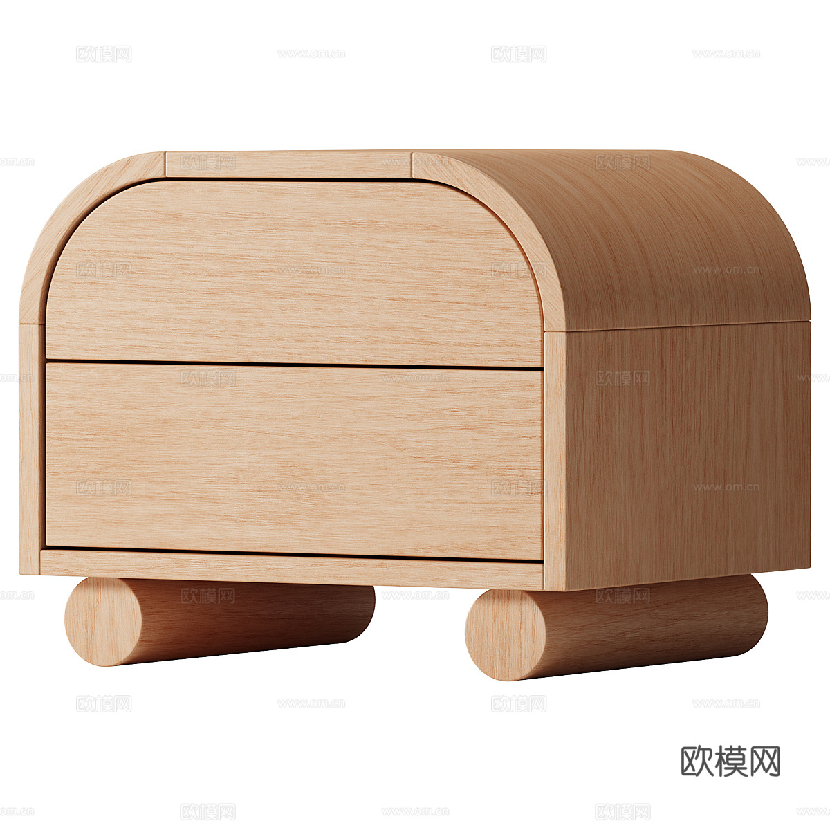 现代奶油风实木床头柜3d模型