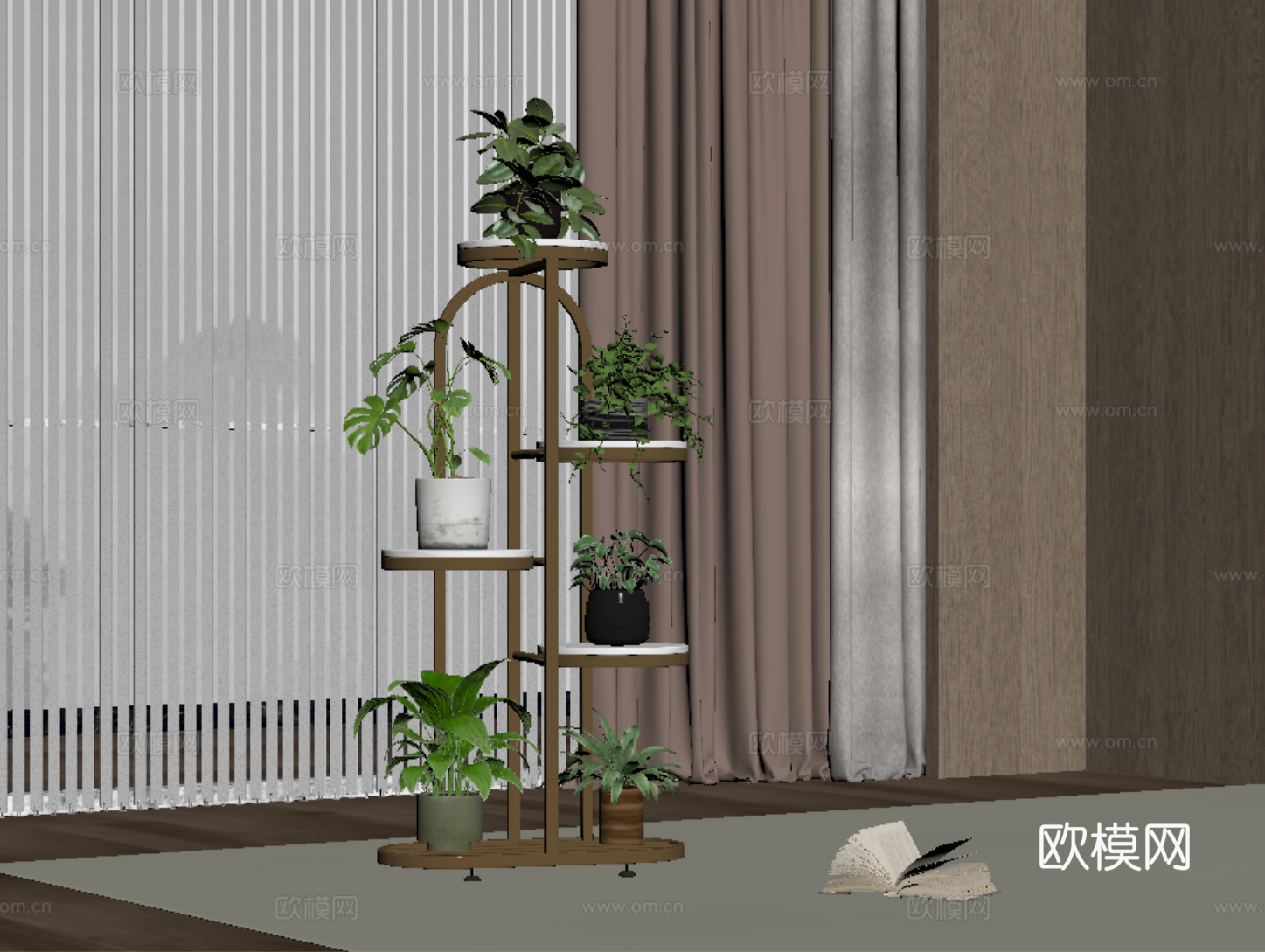 现代金属花架 花几 花瓶花艺su模型