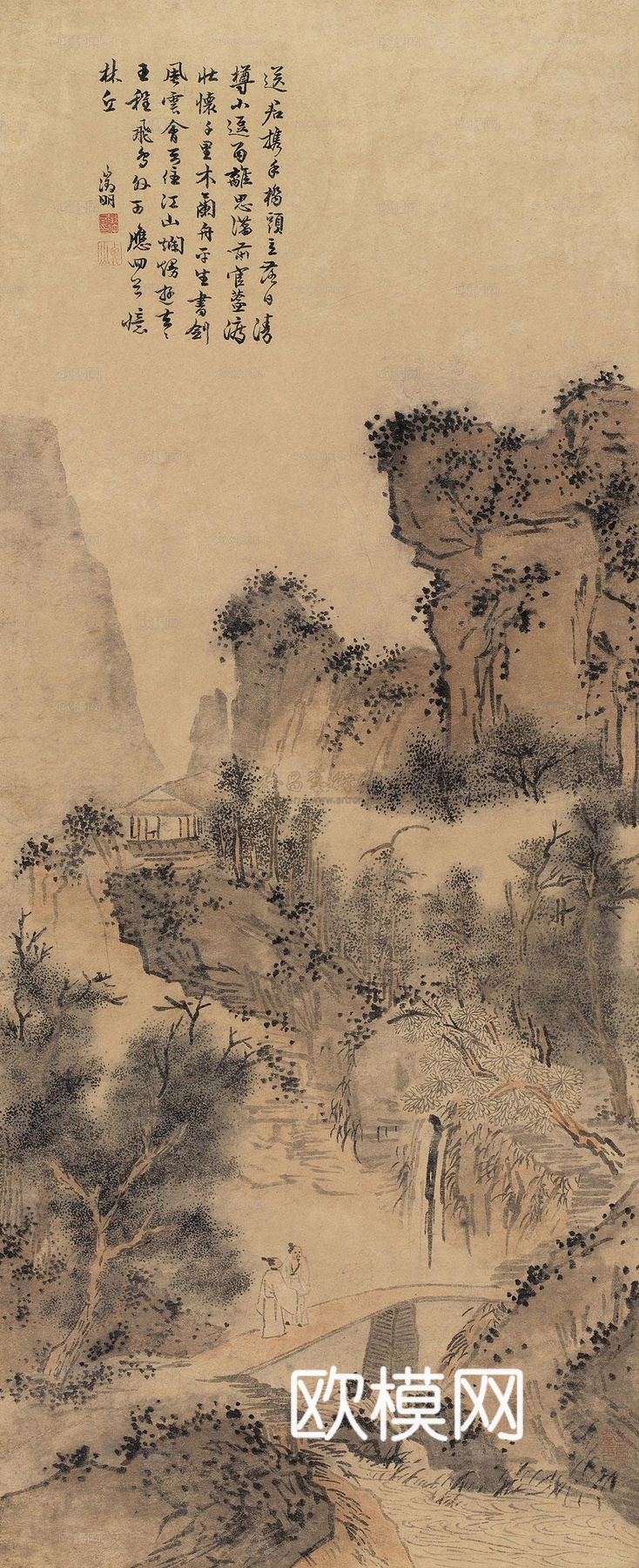 中式山水装饰画贴图