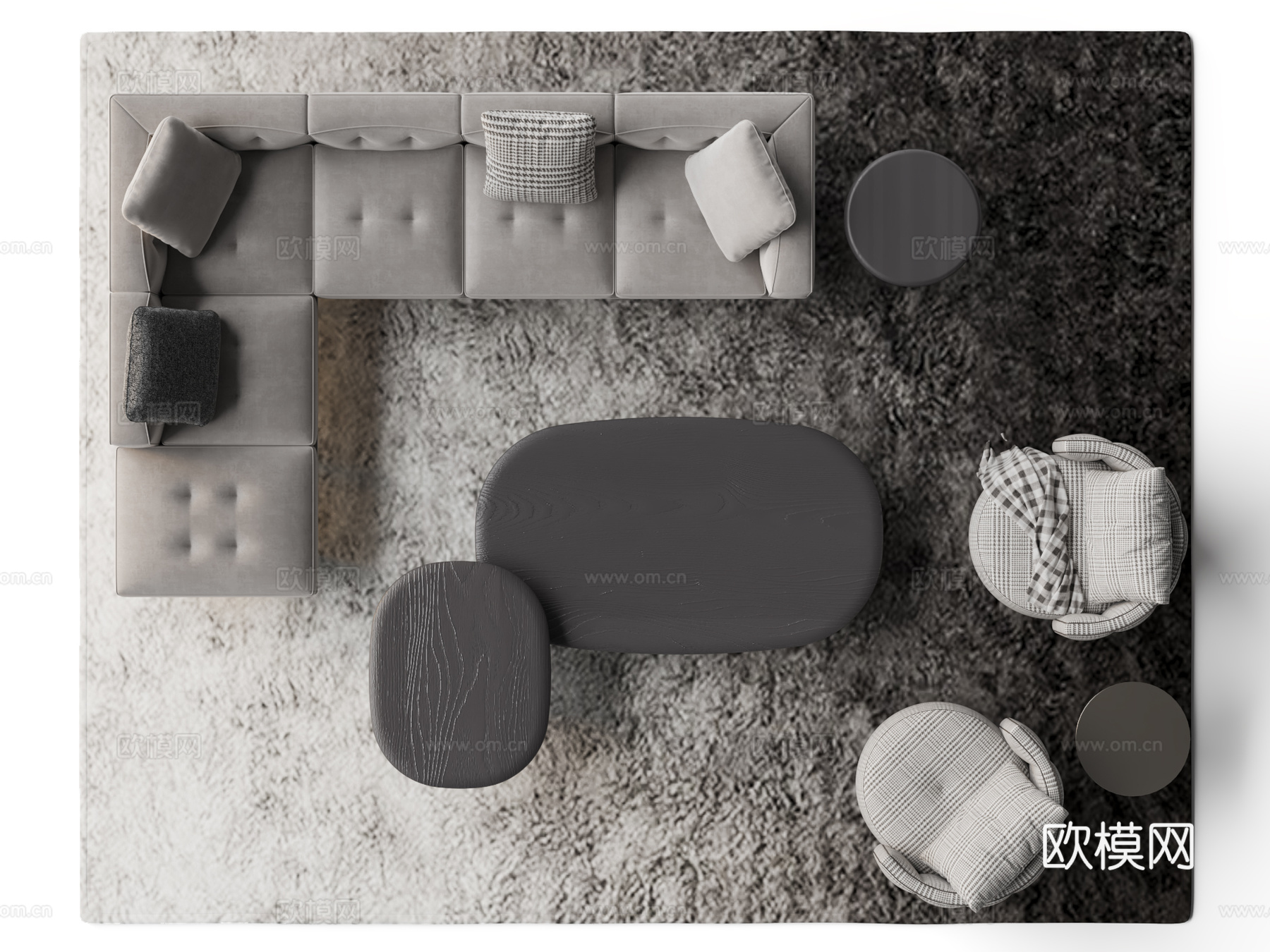 Minotti DYLAN SMALL沙发茶几组合063d模型
