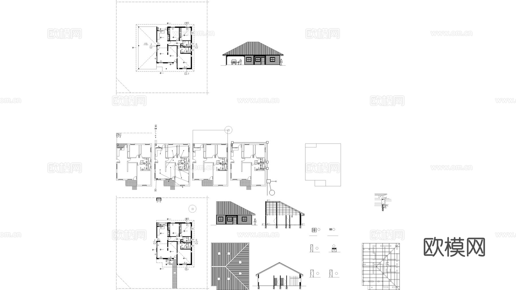单层小平房建筑平面图cad施工图