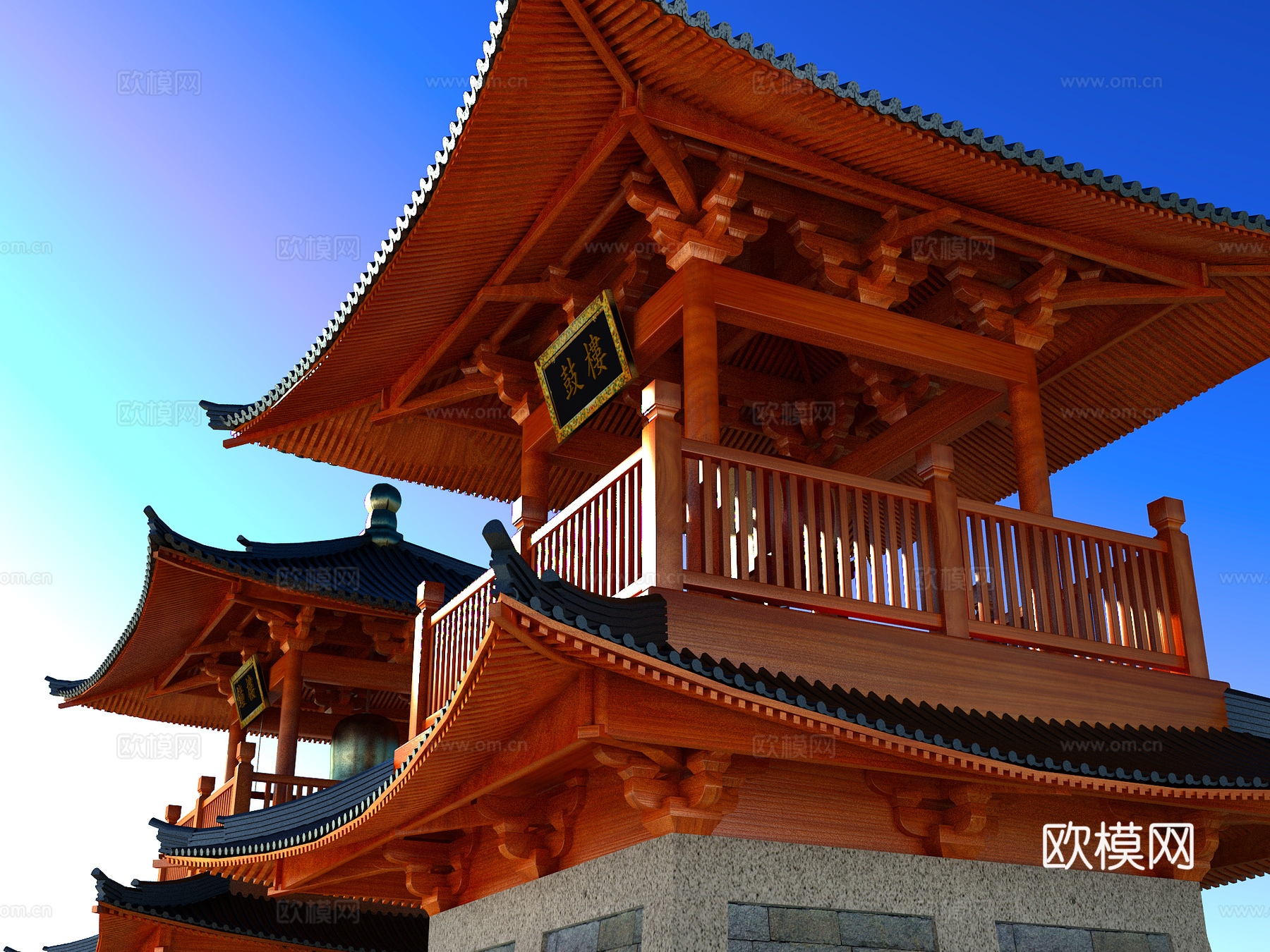 古建 钟鼓楼3d模型