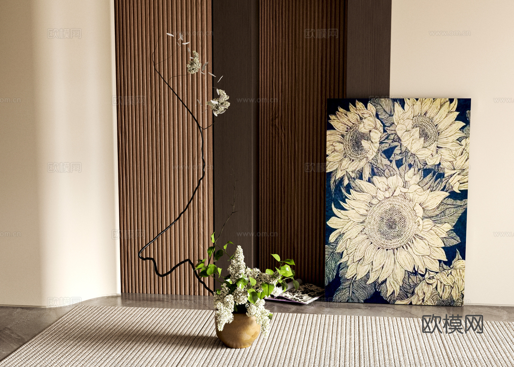 现代盆栽3d模型下载