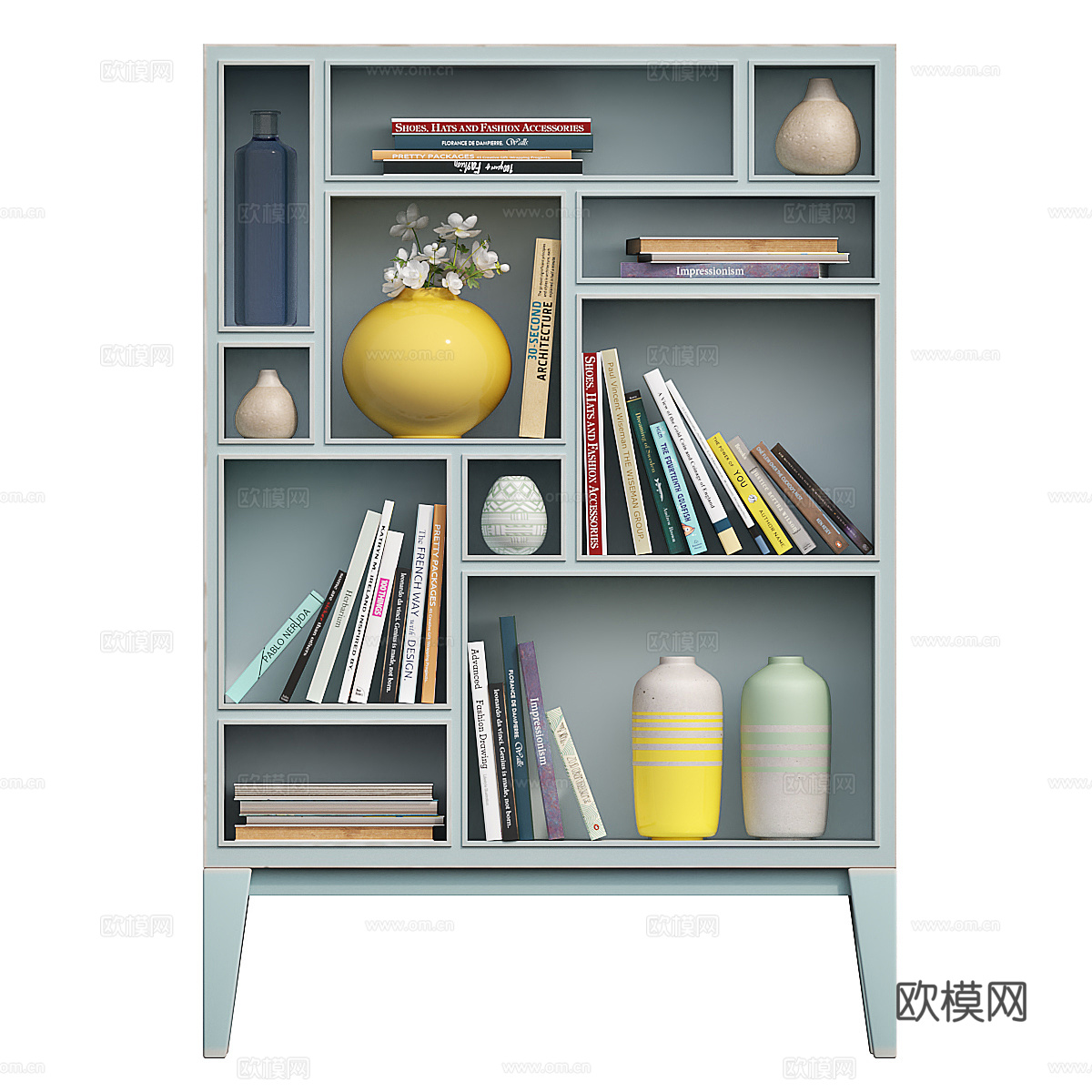 现代北欧成品矮书柜3d模型