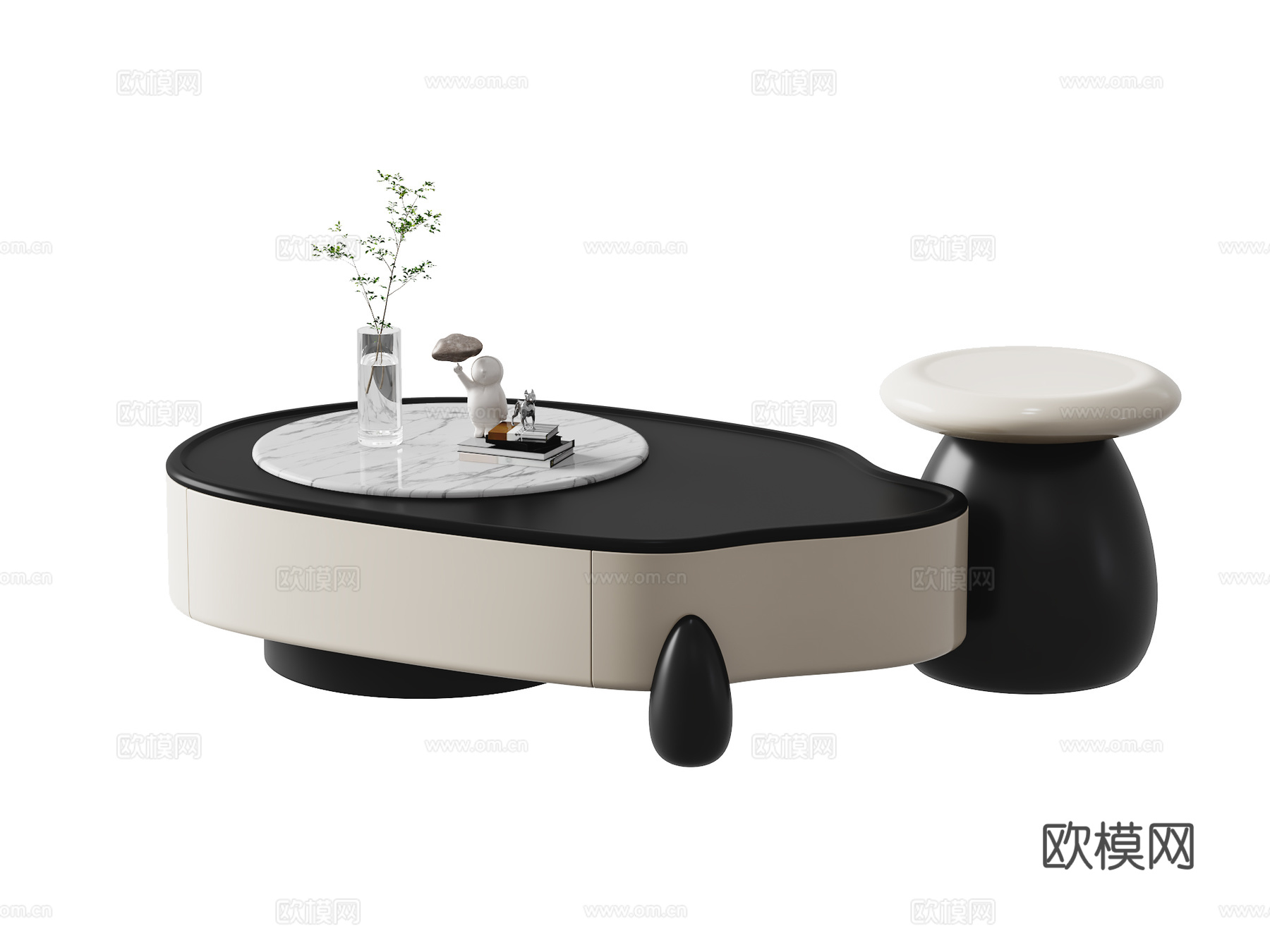 现代茶几 饰品摆件3d模型