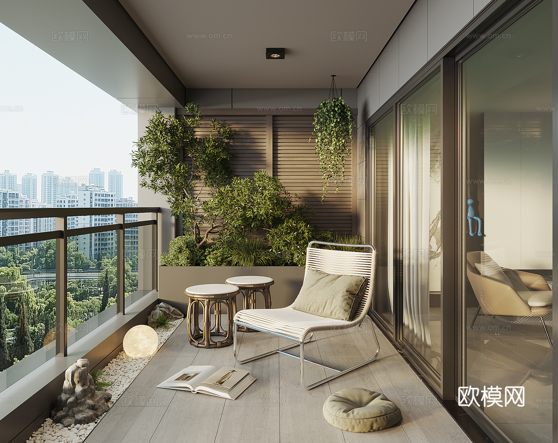 现代阳台花园3d模型