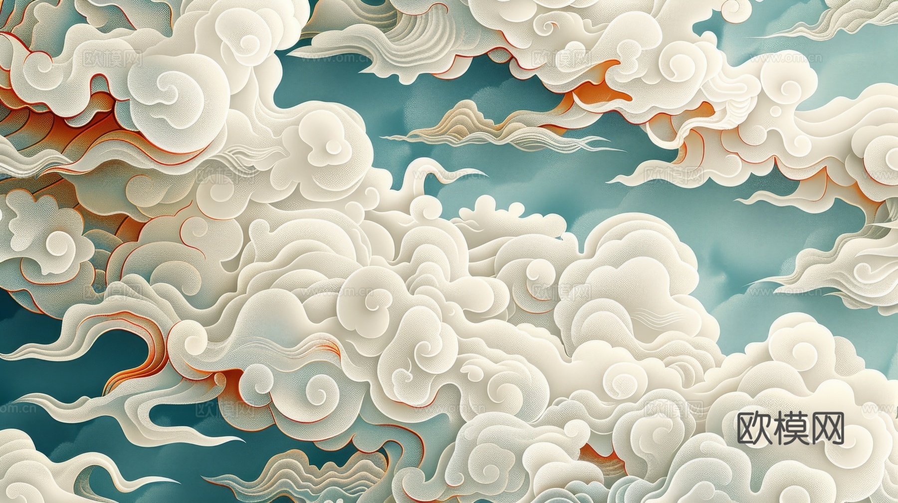 中式祥云壁纸壁画