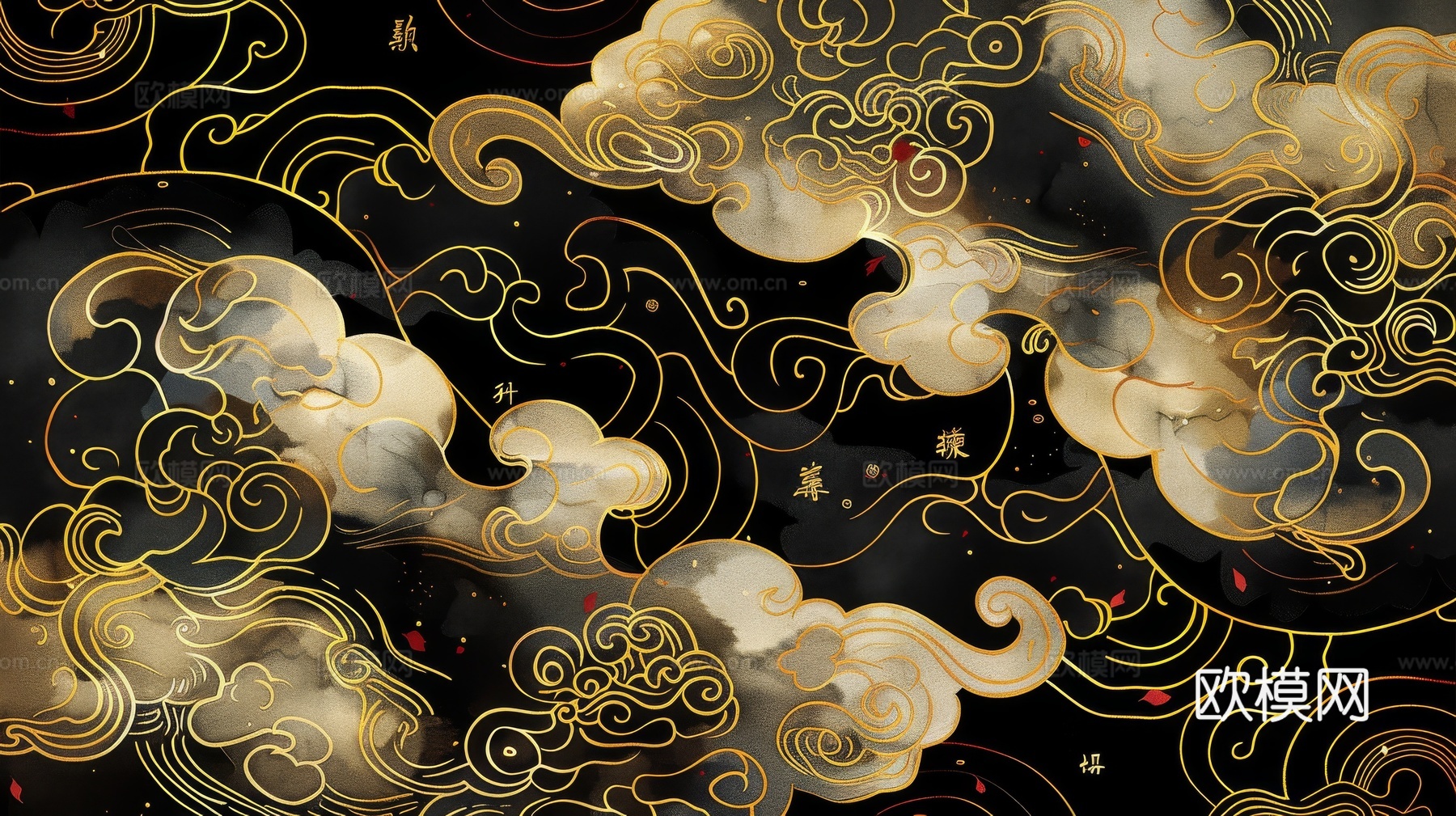中式祥云壁纸壁画