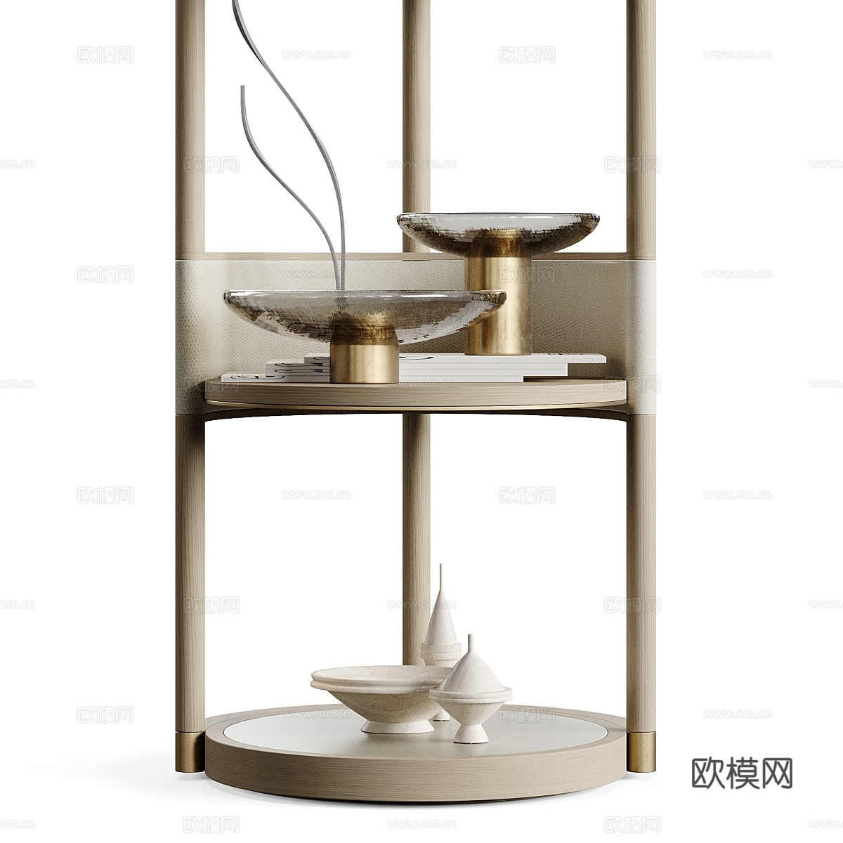 新中式轻奢装饰架 书架3d模型