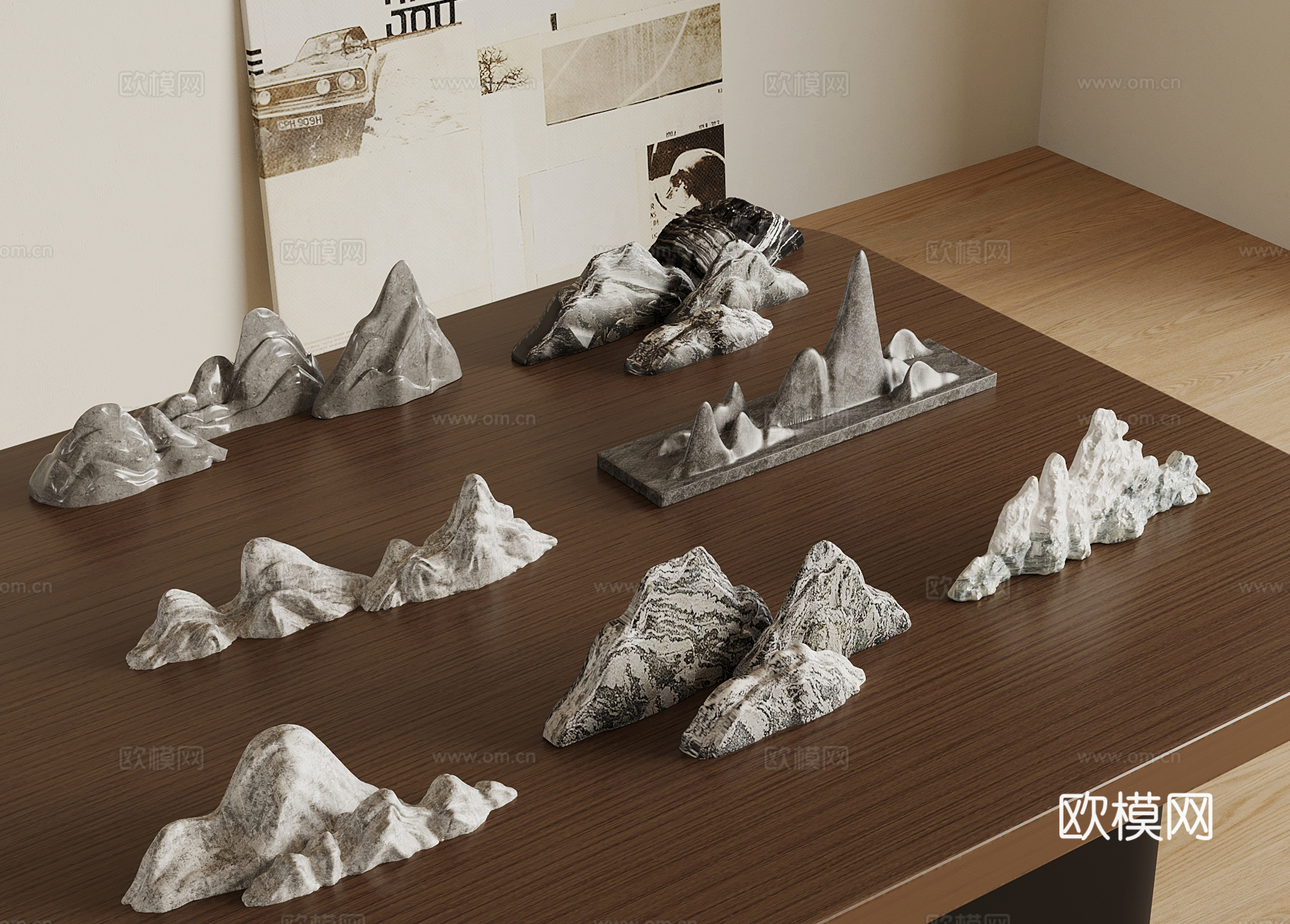 新中式石头 假山雪浪石3d模型