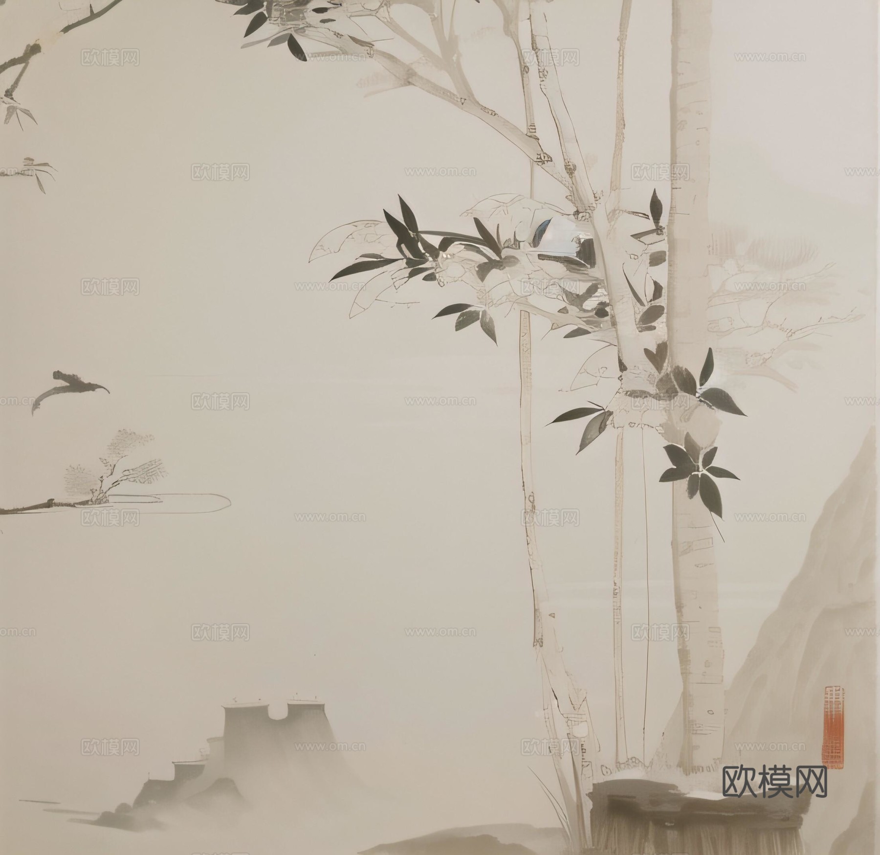 新中式壁纸壁画  中式壁纸壁画