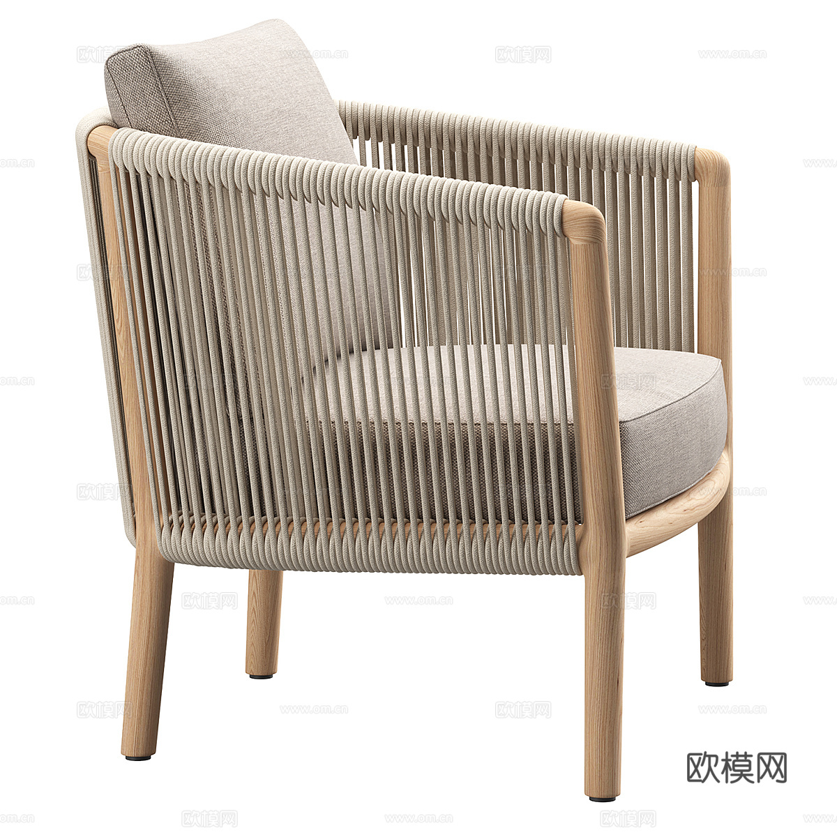 新中式藤编休闲椅3d模型