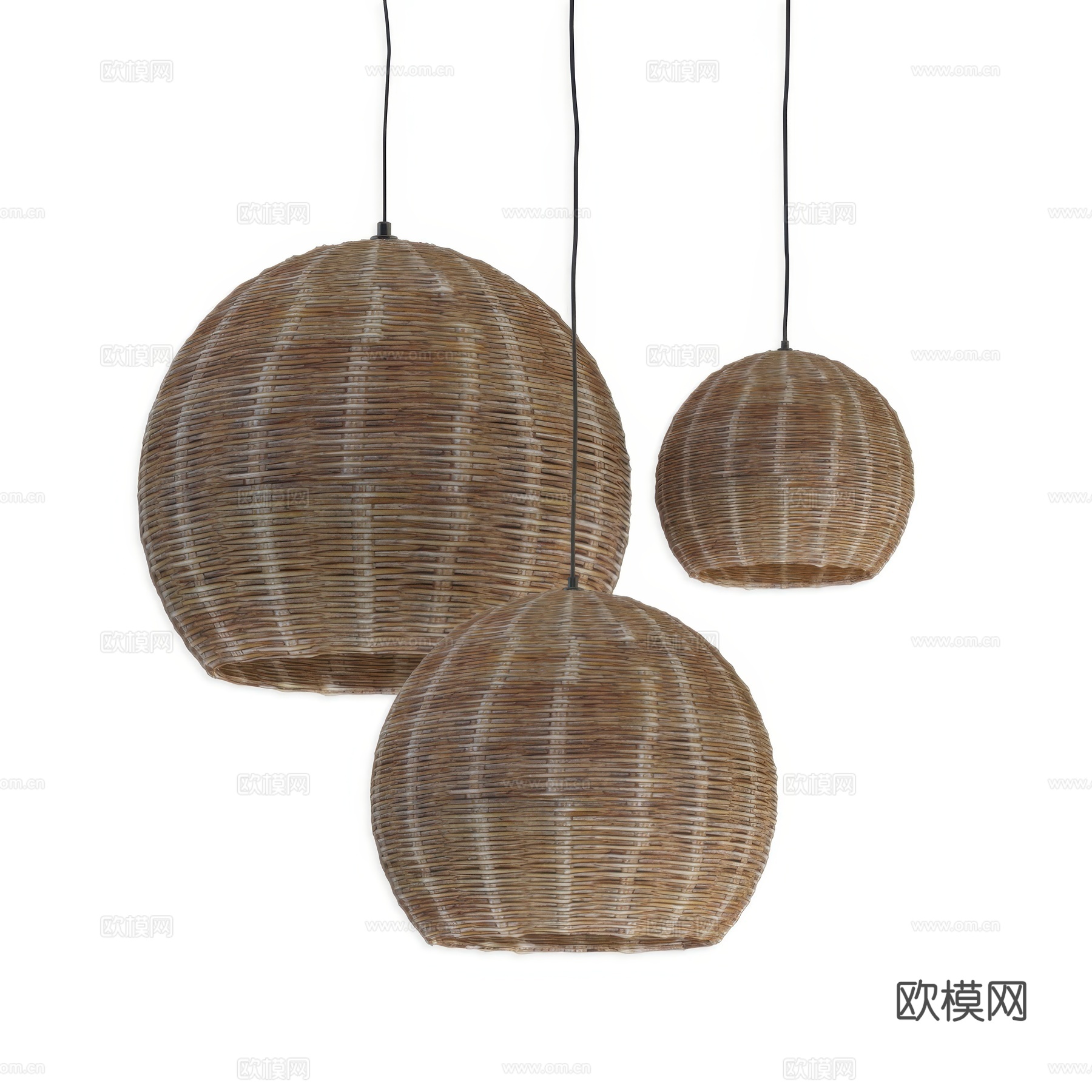新中式侘寂藤编装饰吊灯3d模型