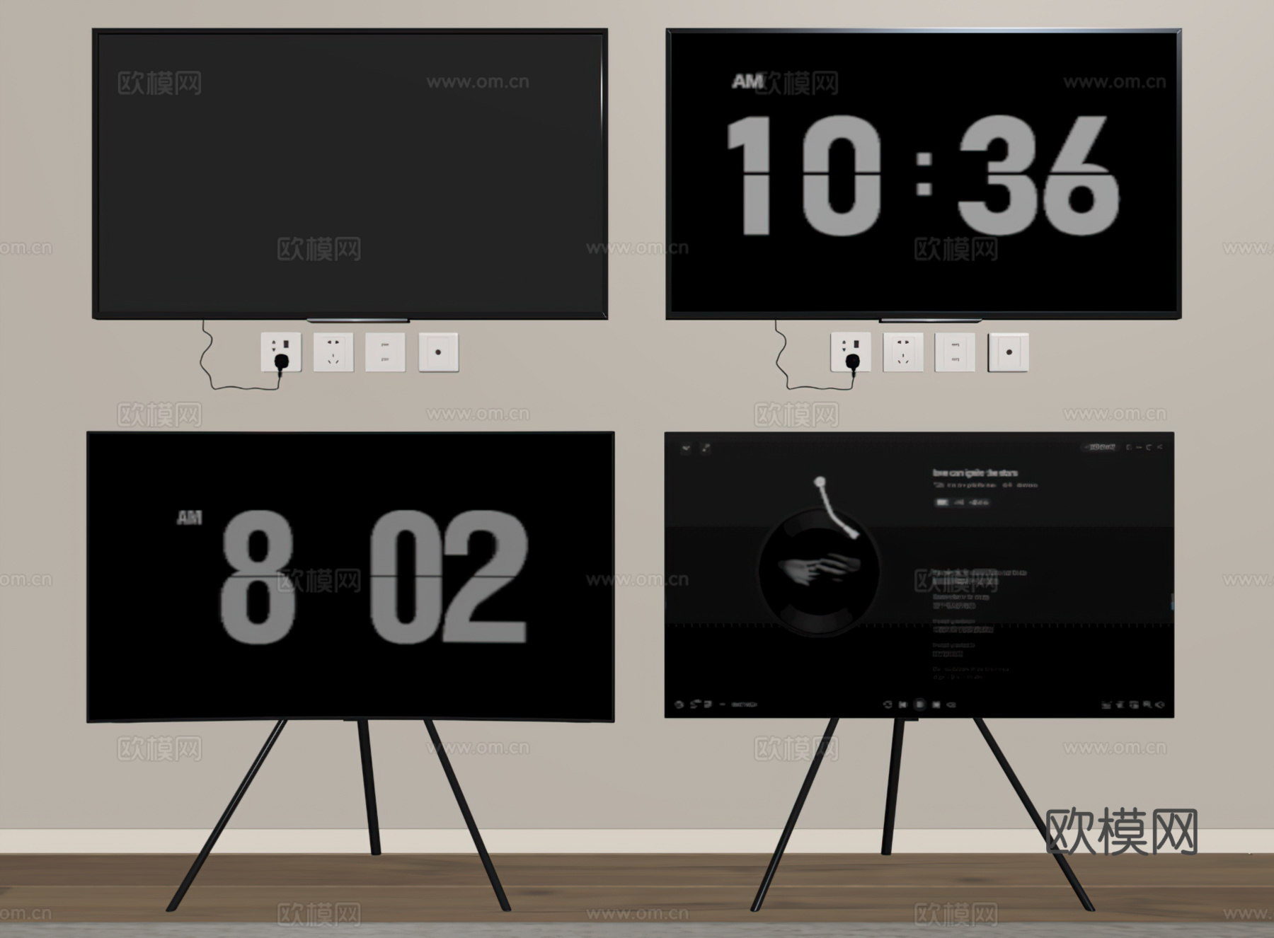 现代电视su模型下载（渲染图2）