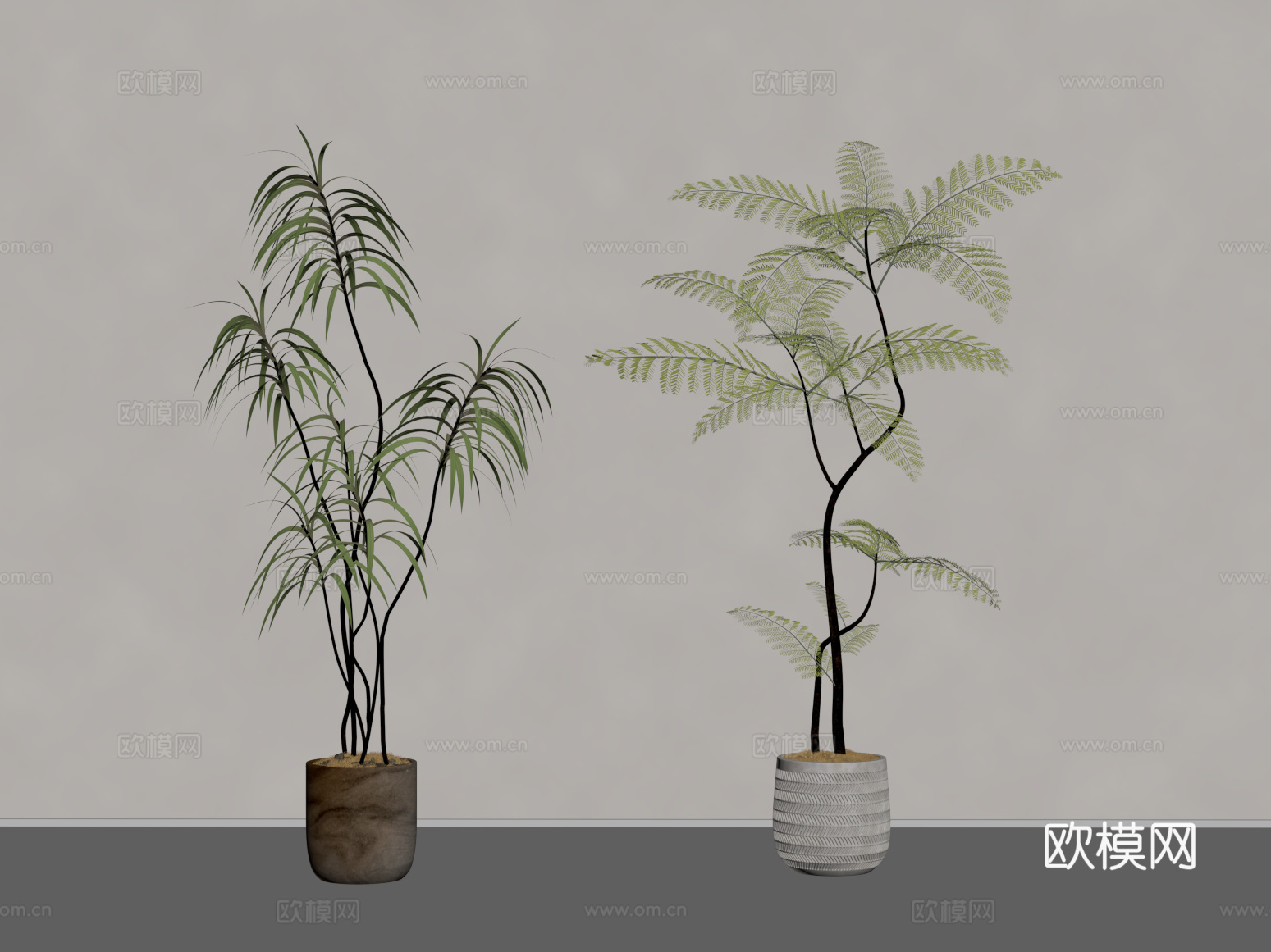 中古风绿植盆栽su模型