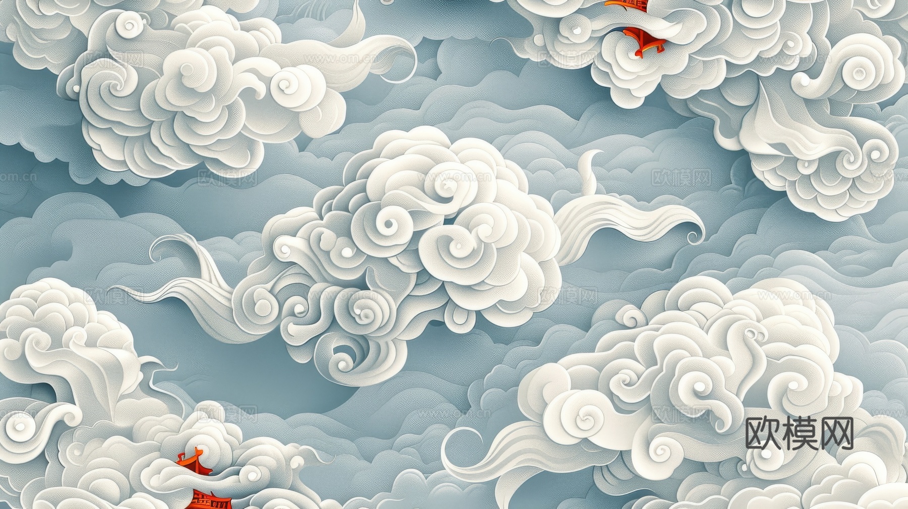 中式祥云壁纸壁画