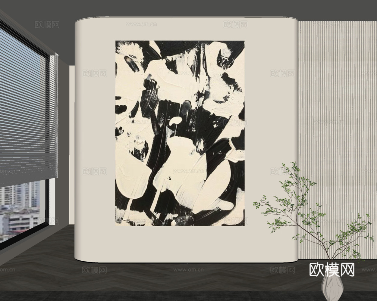现代侘寂挂画su模型