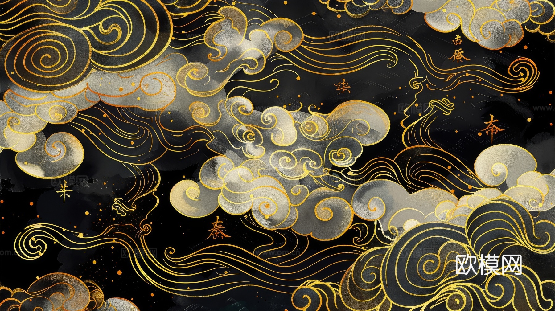 中式祥云壁纸壁画