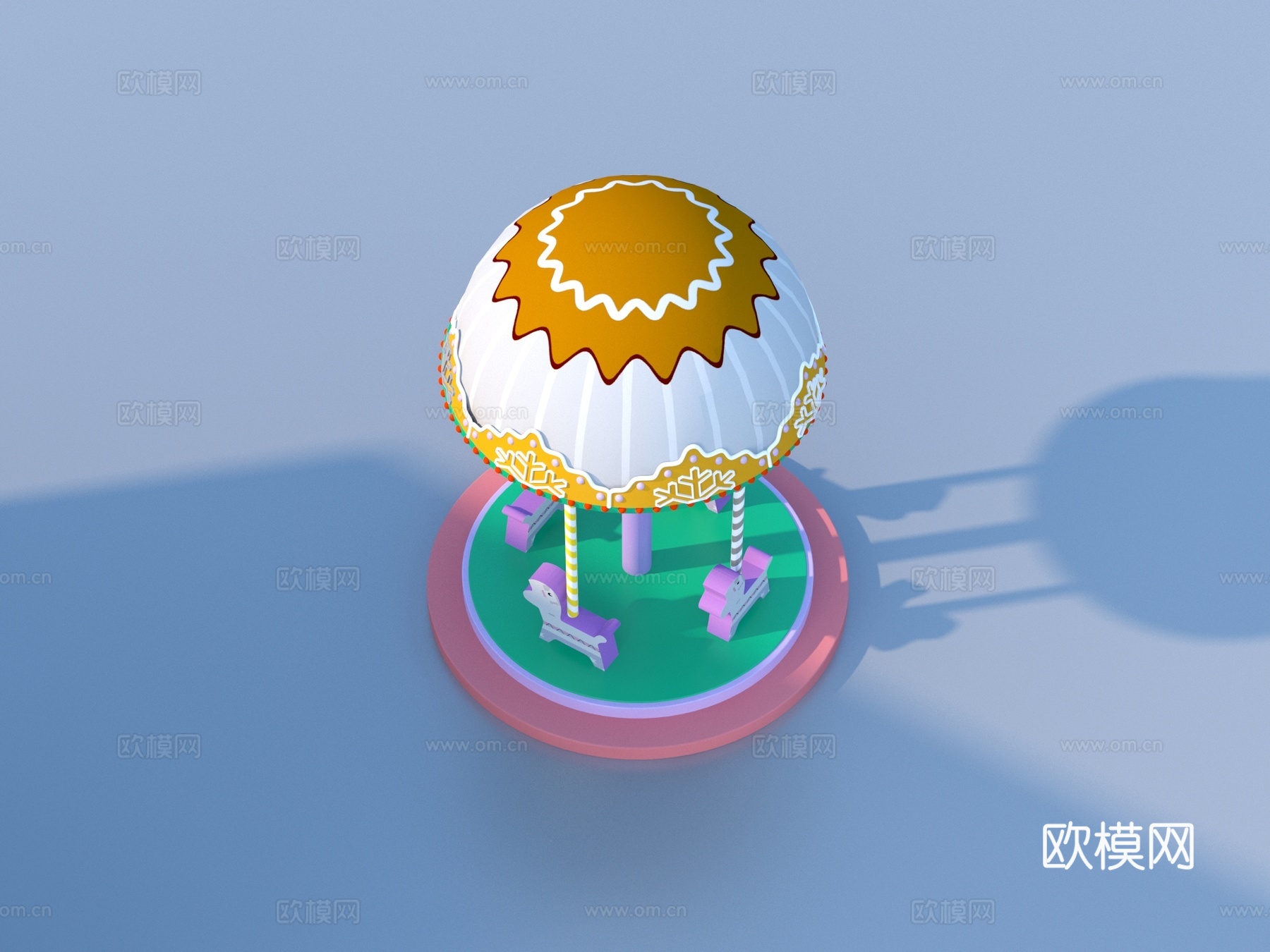 卡通玩具 儿童乐园转转乐 旋转木马3d模型
