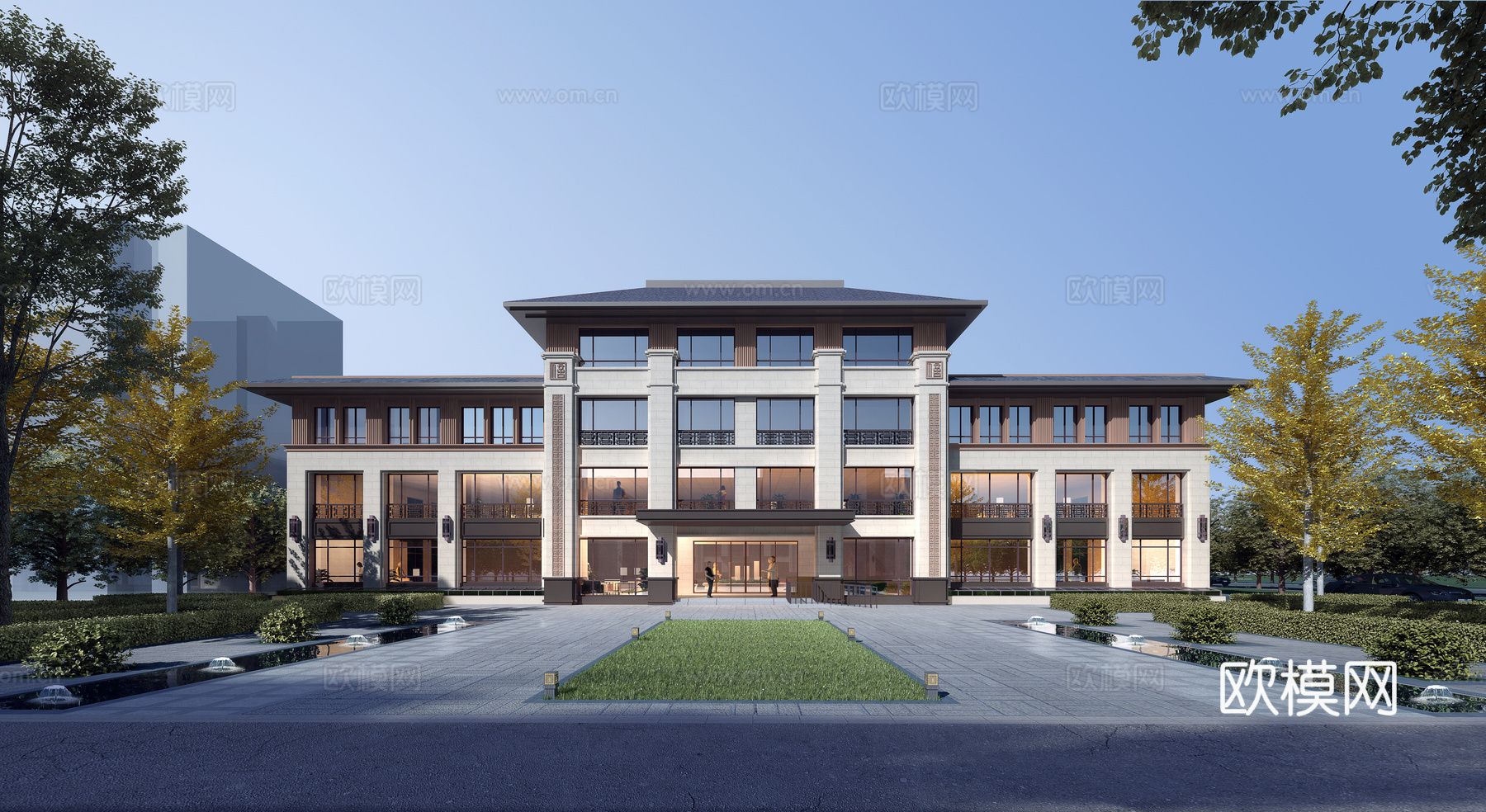 新中式办公楼  综合楼3d模型