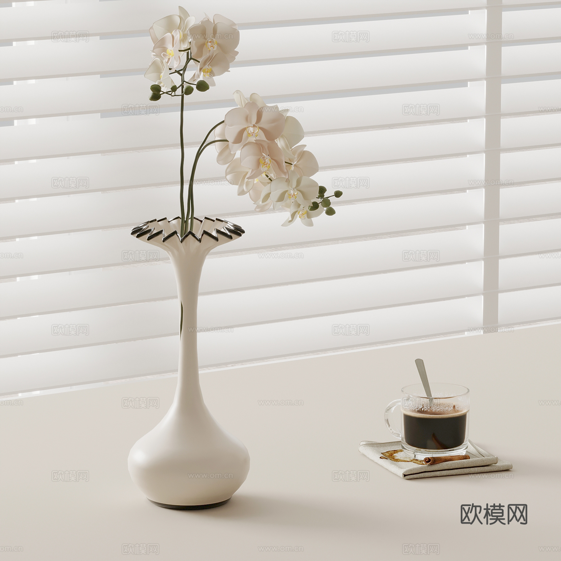 法式复古风花瓶 花艺摆件3d模型