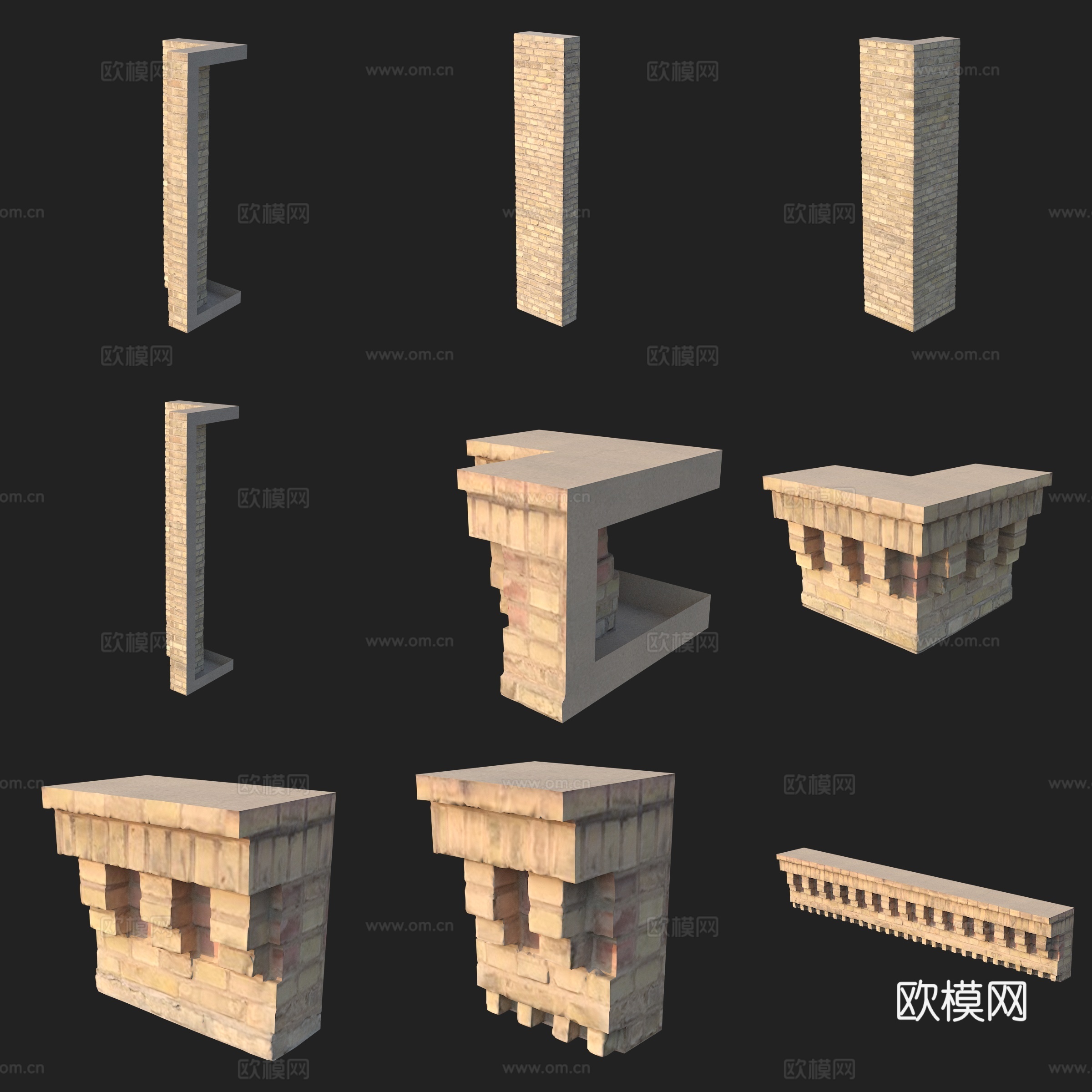 建筑构件柱子石柱免费3d模型