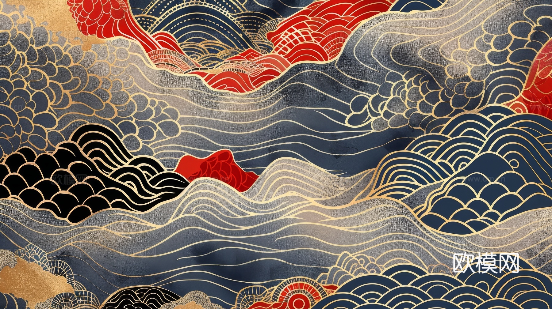 中式祥云壁纸壁画
