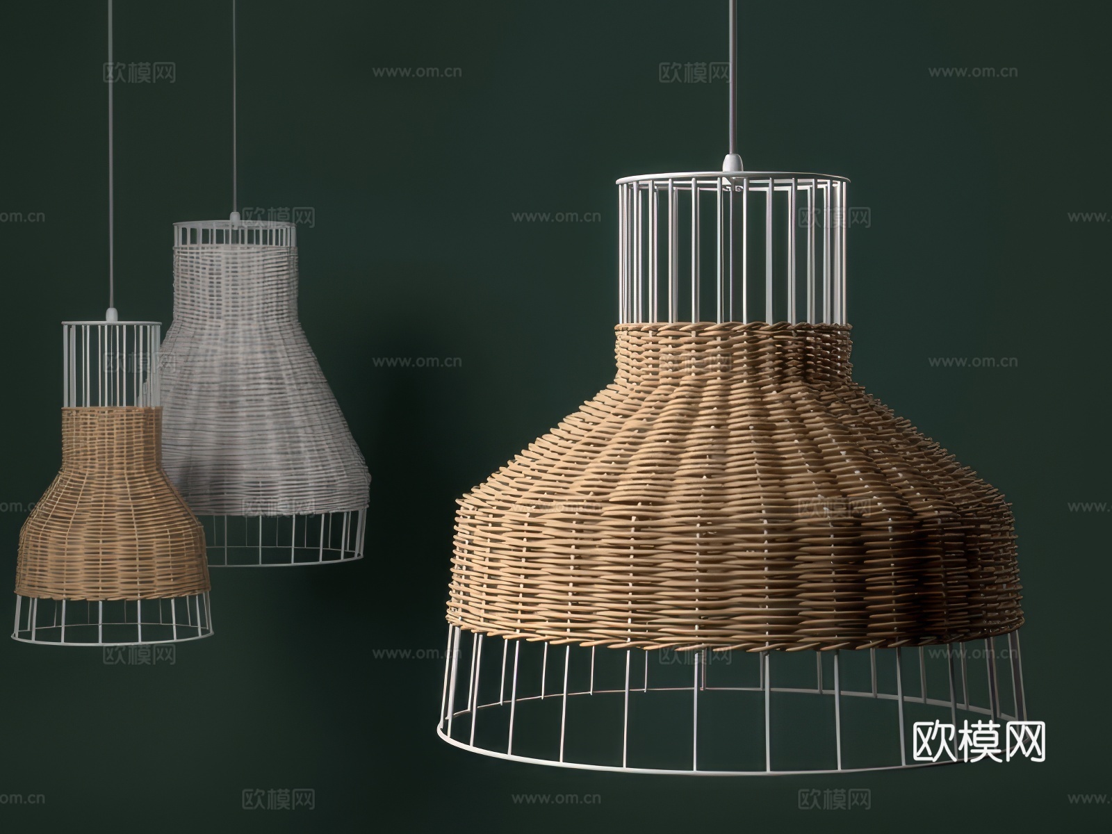 藤编吊灯 餐厅吊灯 编织吊灯3d模型