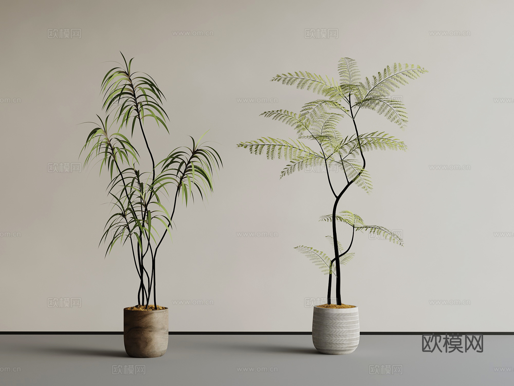中古风绿植盆栽su模型