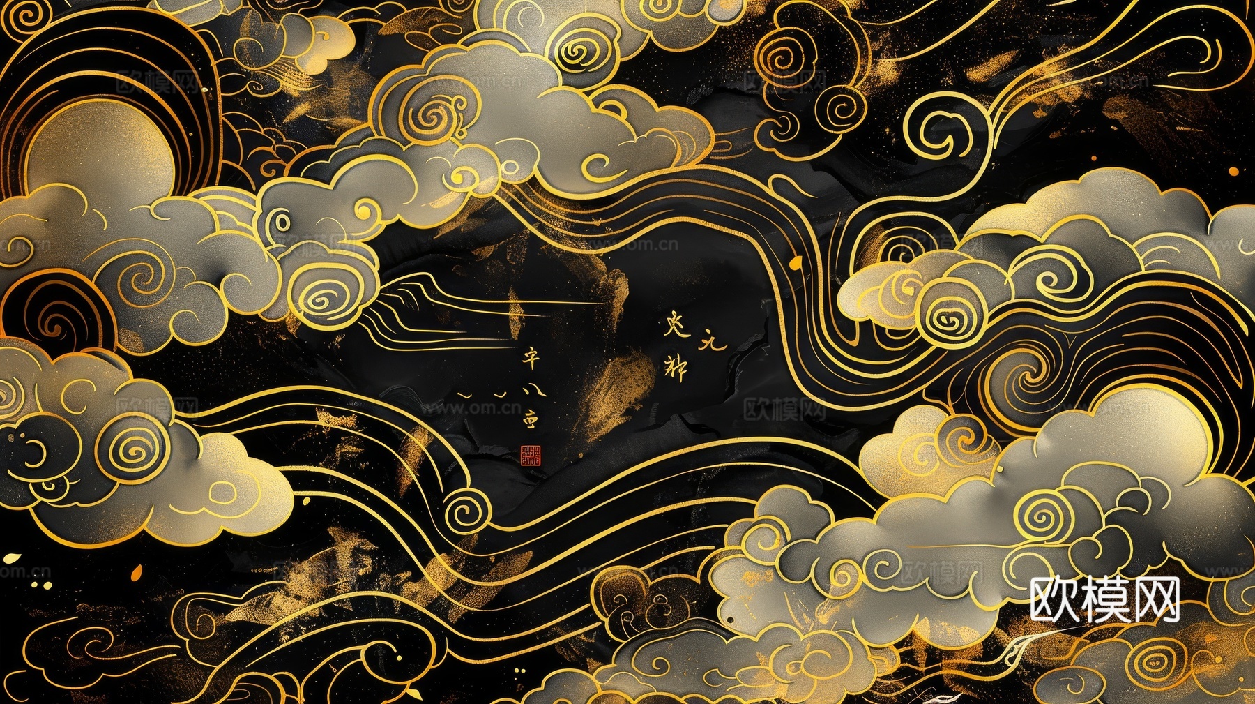 中式祥云壁纸壁画