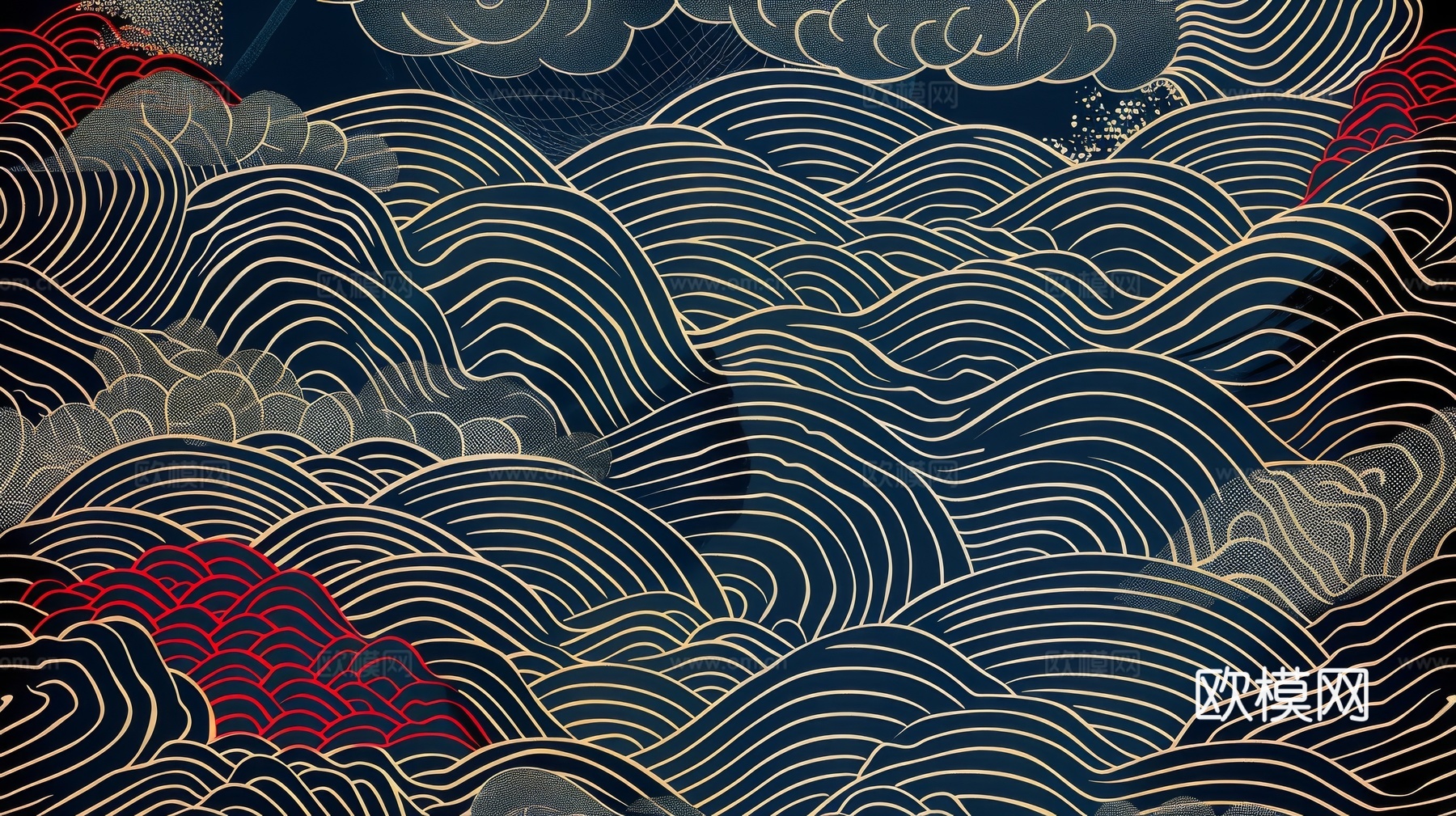 中式祥云壁纸壁画