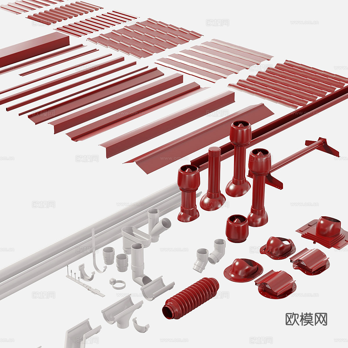 屋顶建筑构件3d模型