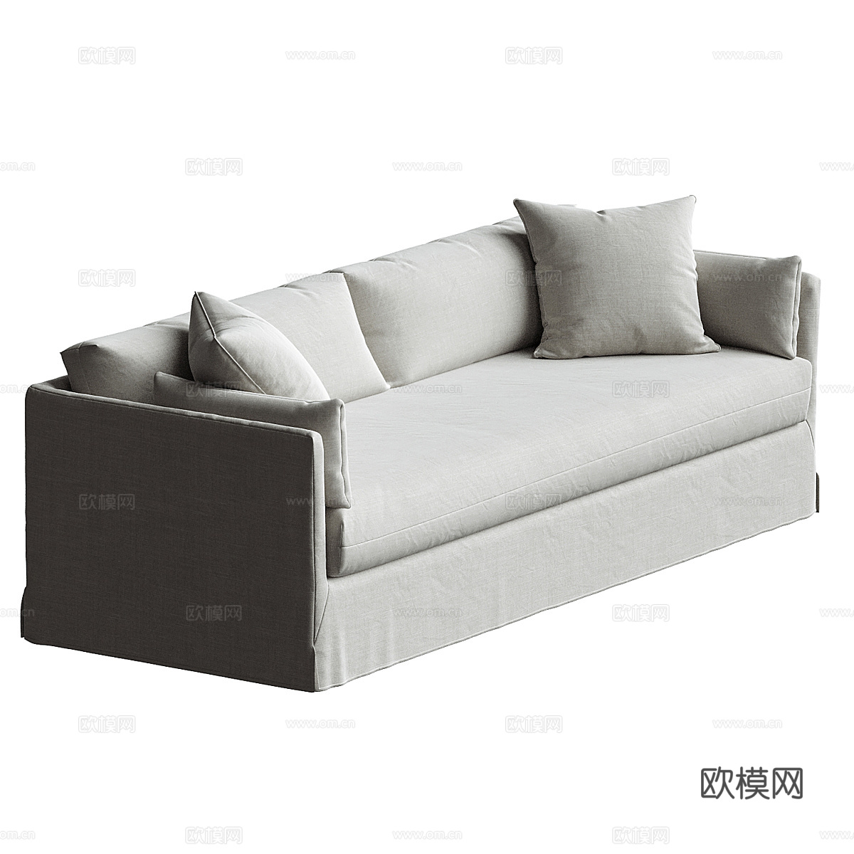 美式简约布艺休闲沙发3d模型-Pic-3